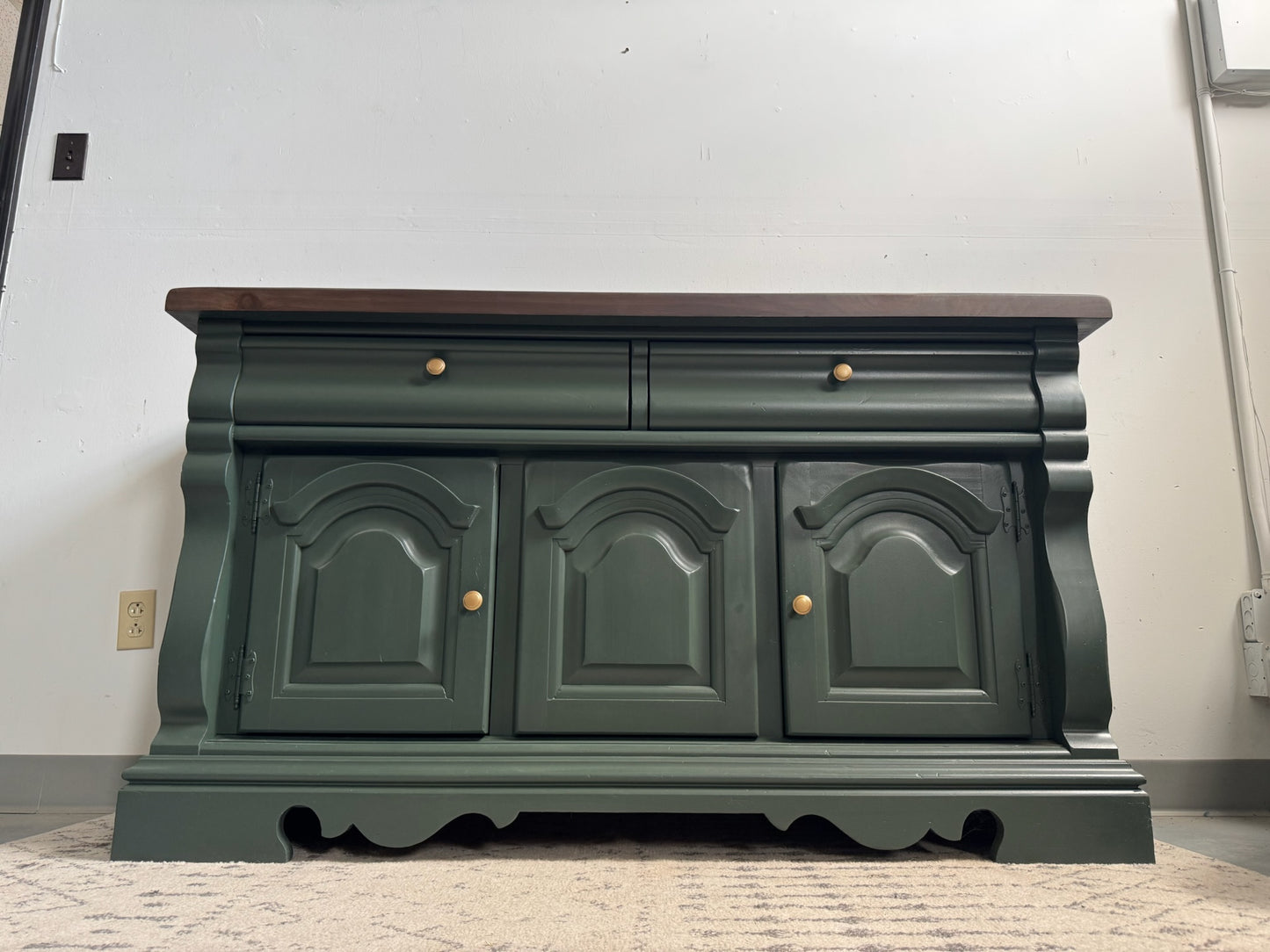 Sage Green Buffet with Dark Walnut Top
