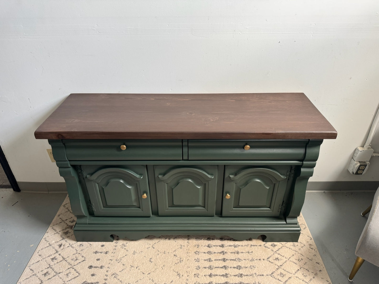 Sage Green Buffet with Dark Walnut Top