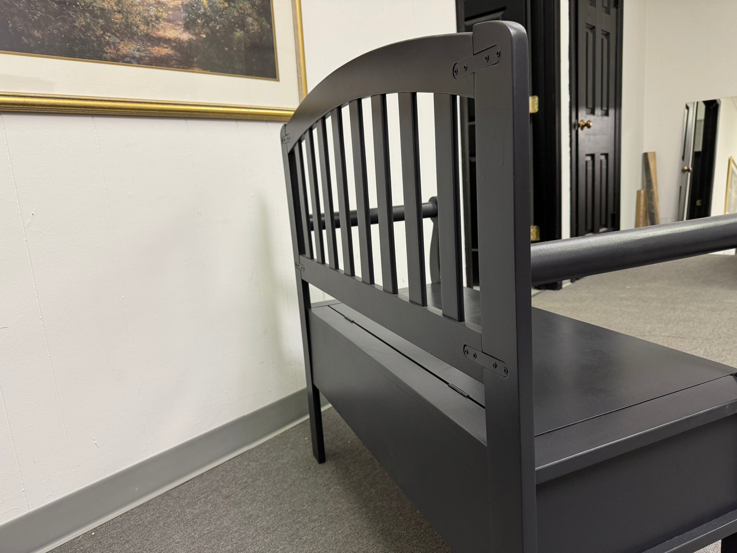 Black Wooden Storage Bench