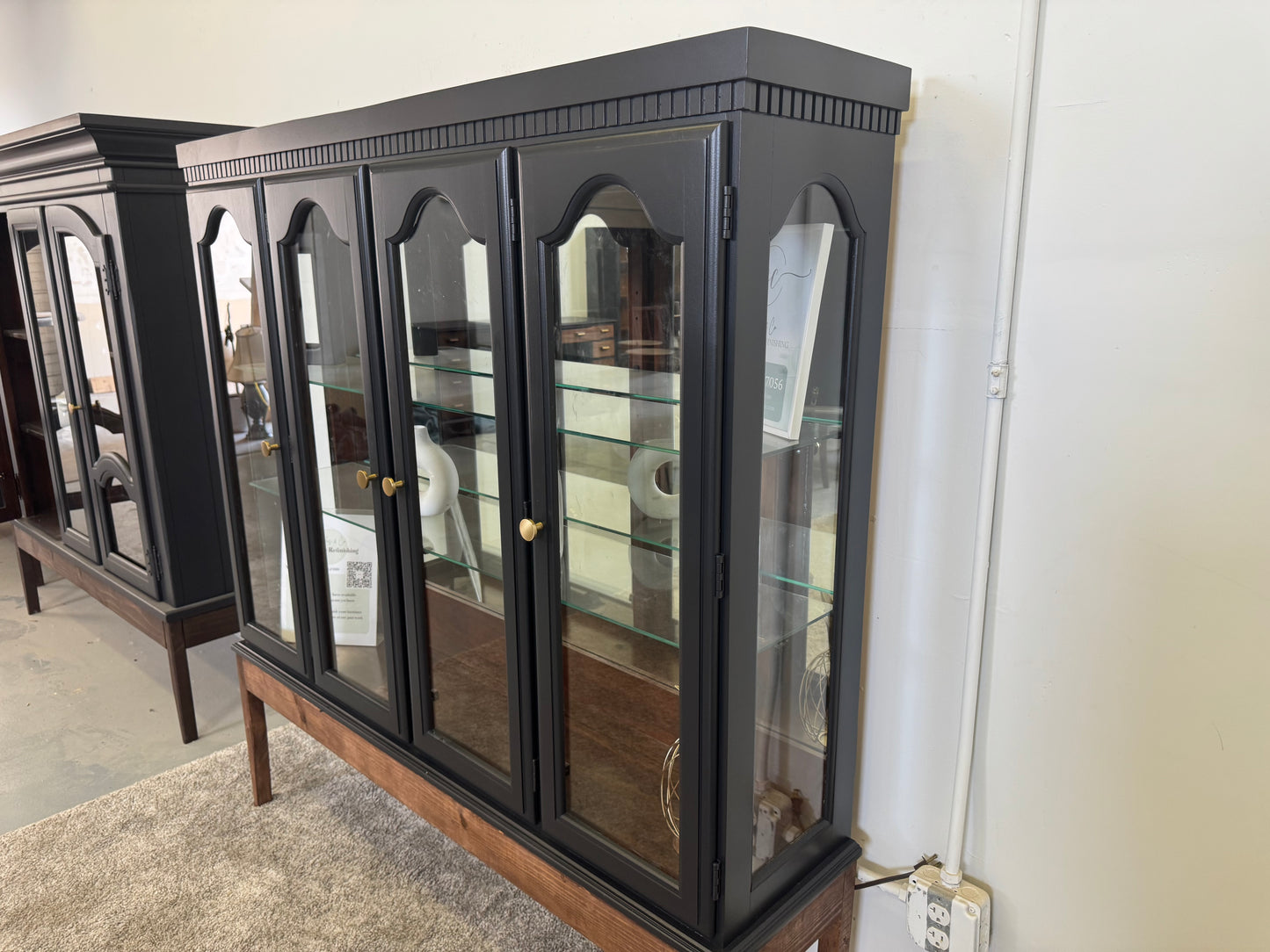 Black Hutch with Custom Wood Base