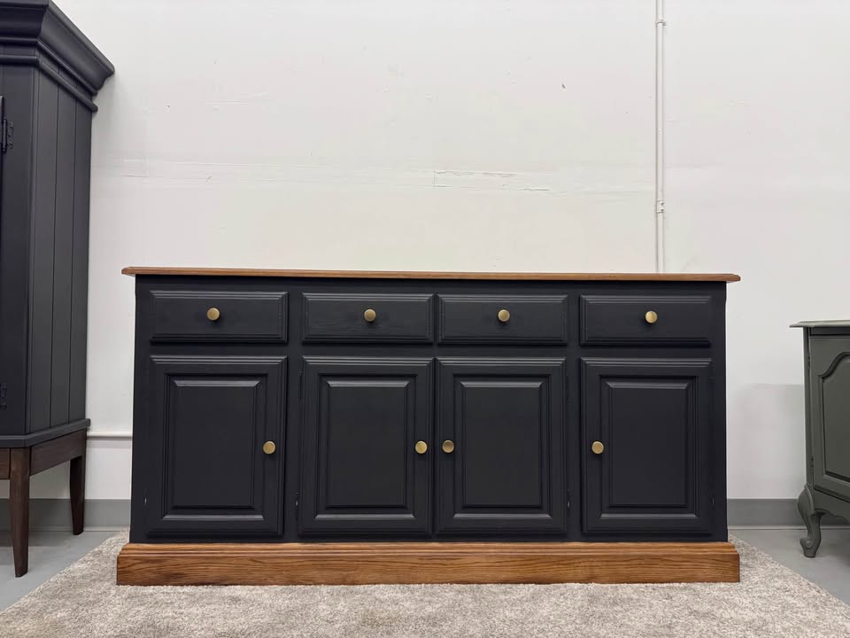 Black Buffet with Walnut Accents
