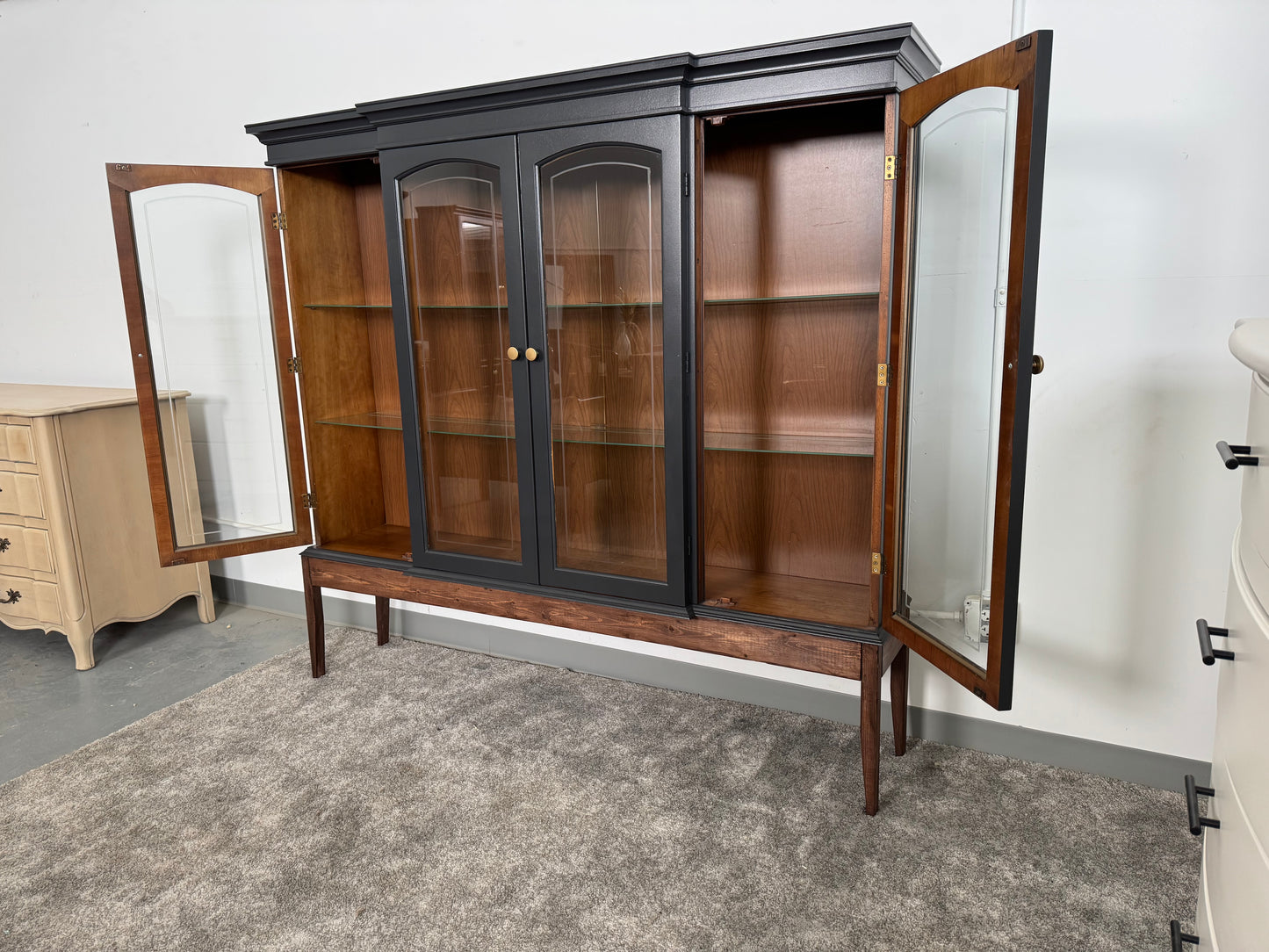 Black Hutch With Wood Base