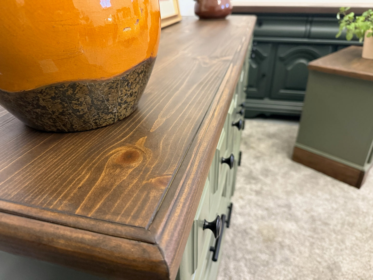 Sage Green Dresser and Nightstand Set