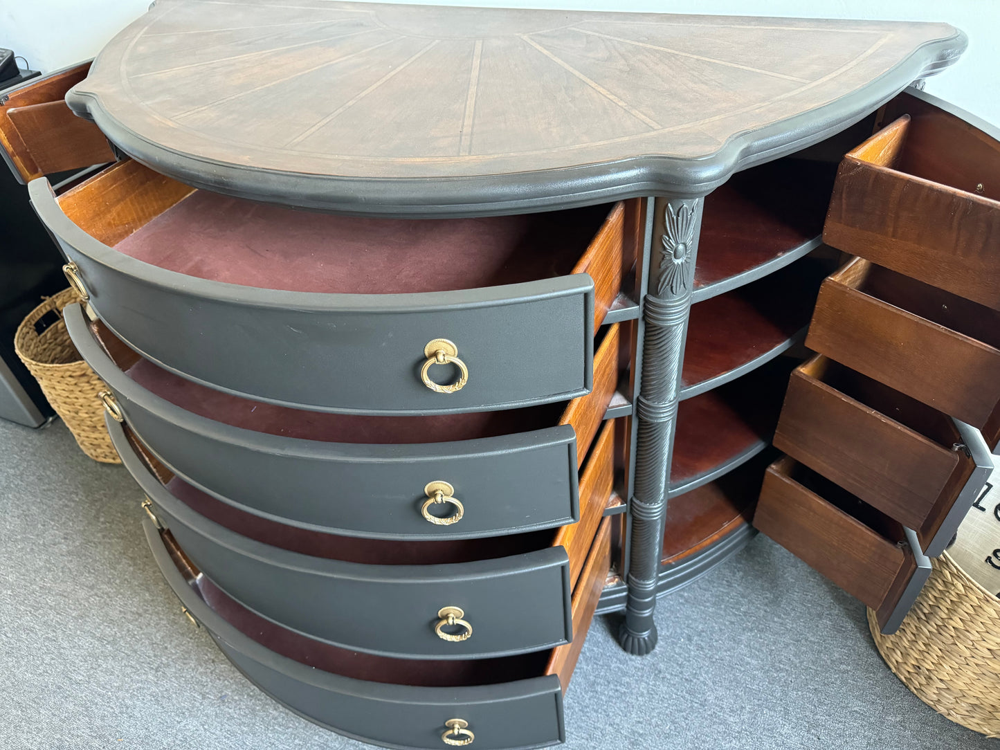 Semi-Circle Wooden Black dresser