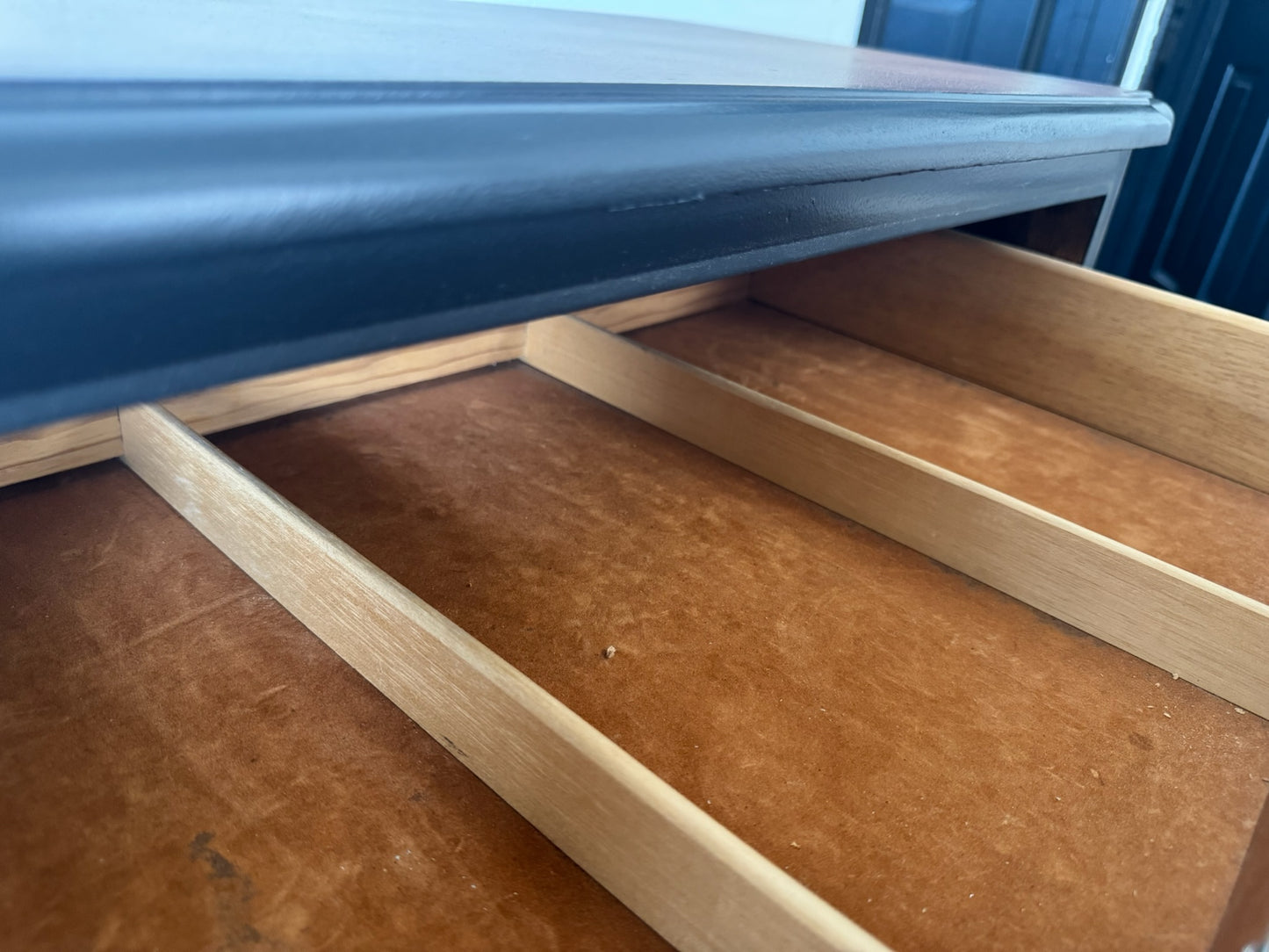 Black Buffet/ Credenza with Wood Top and Base