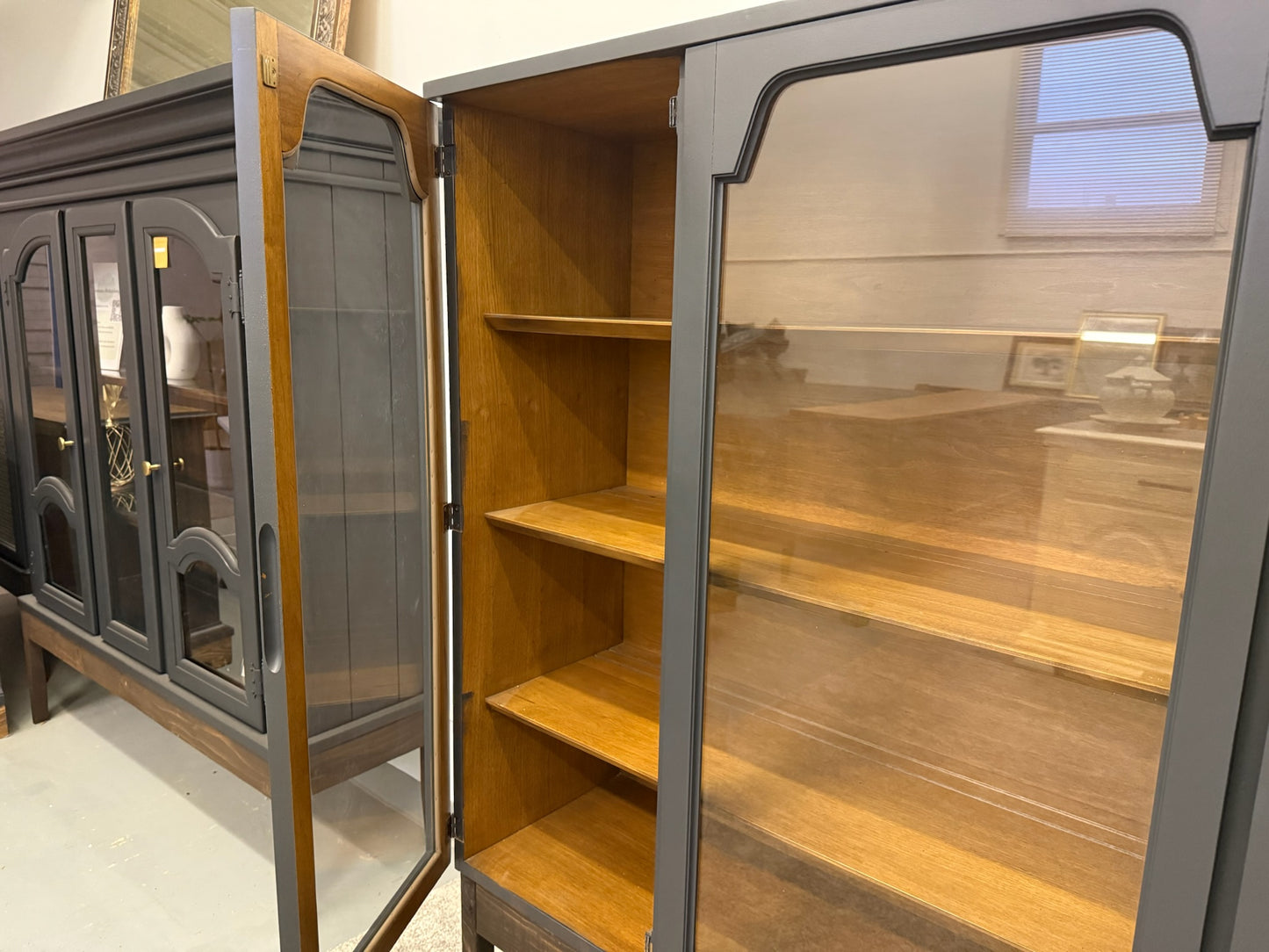 MCM Black Hutch with Wood Base
