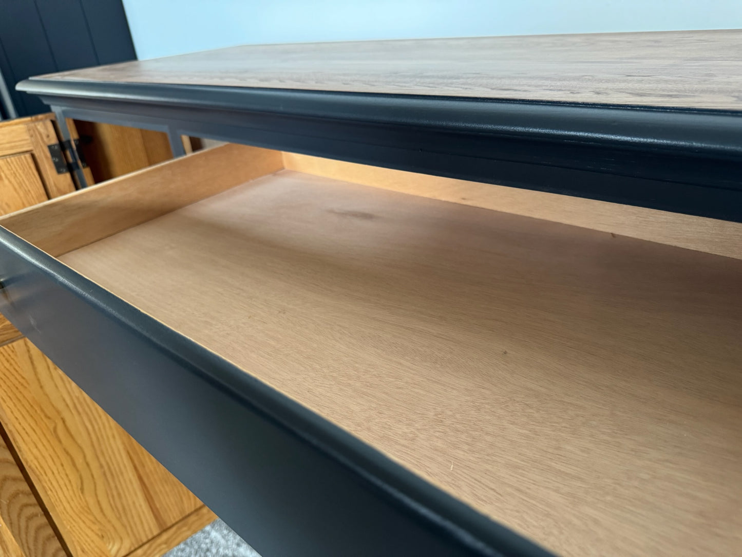 Black Sideboard with Walnut Top and Base