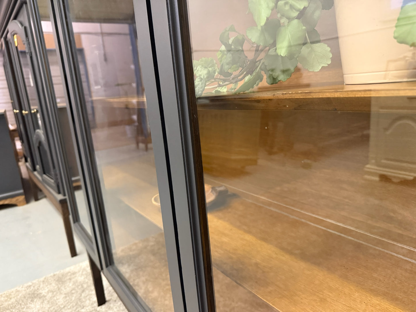 MCM Black Hutch with Wood Base