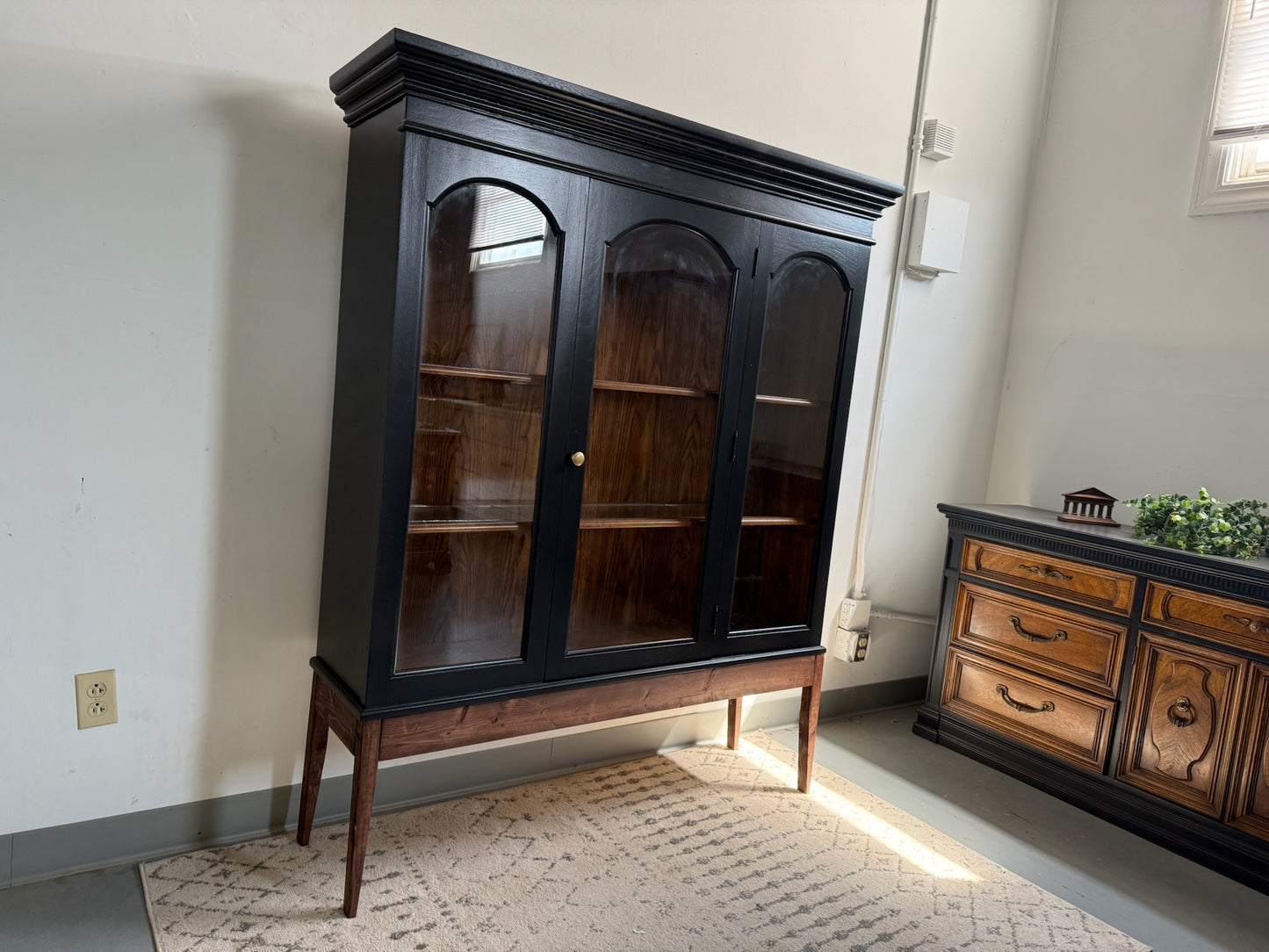 Black Glass Display Hutch