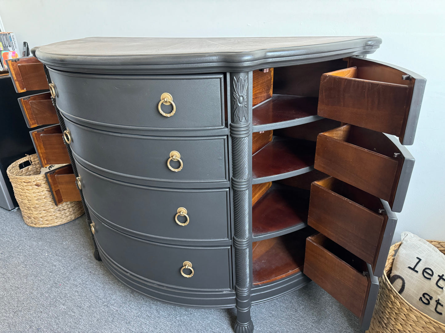 Semi-Circle Wooden Black dresser