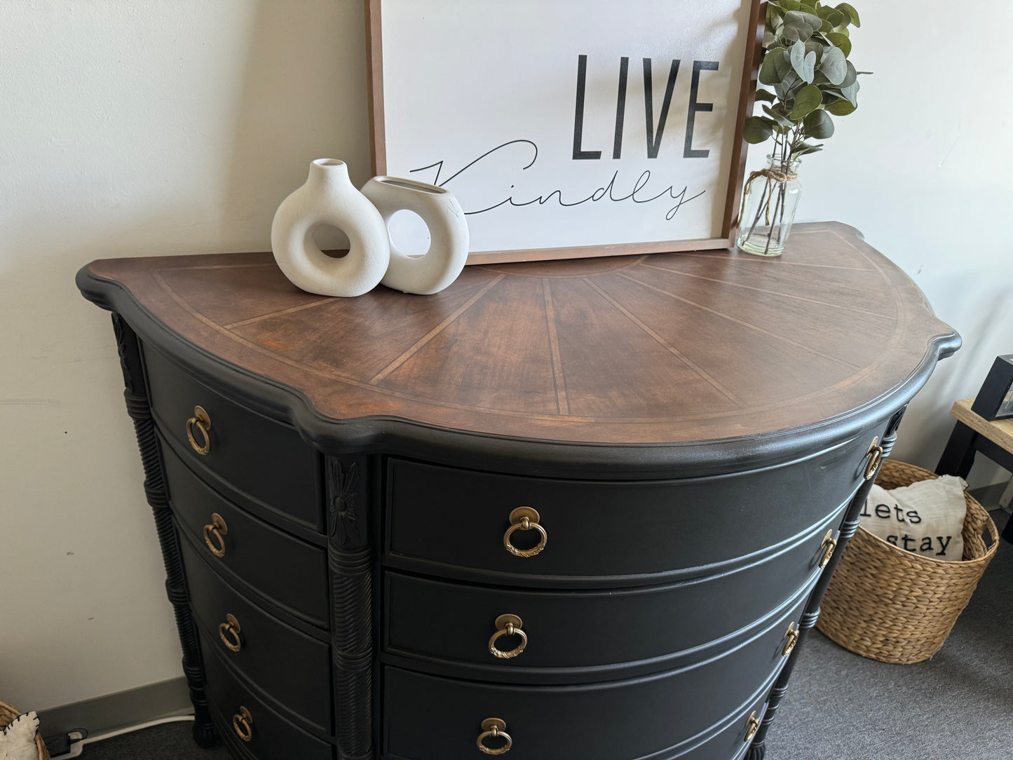Semi-Circle Wooden Black dresser