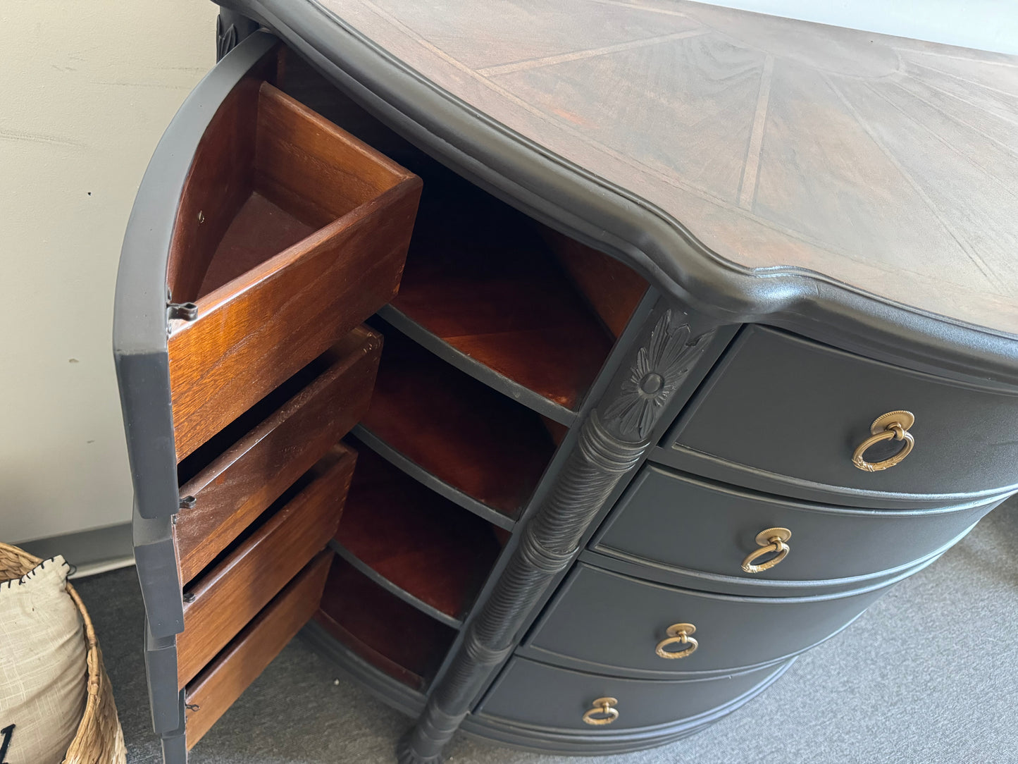 Semi-Circle Wooden Black dresser