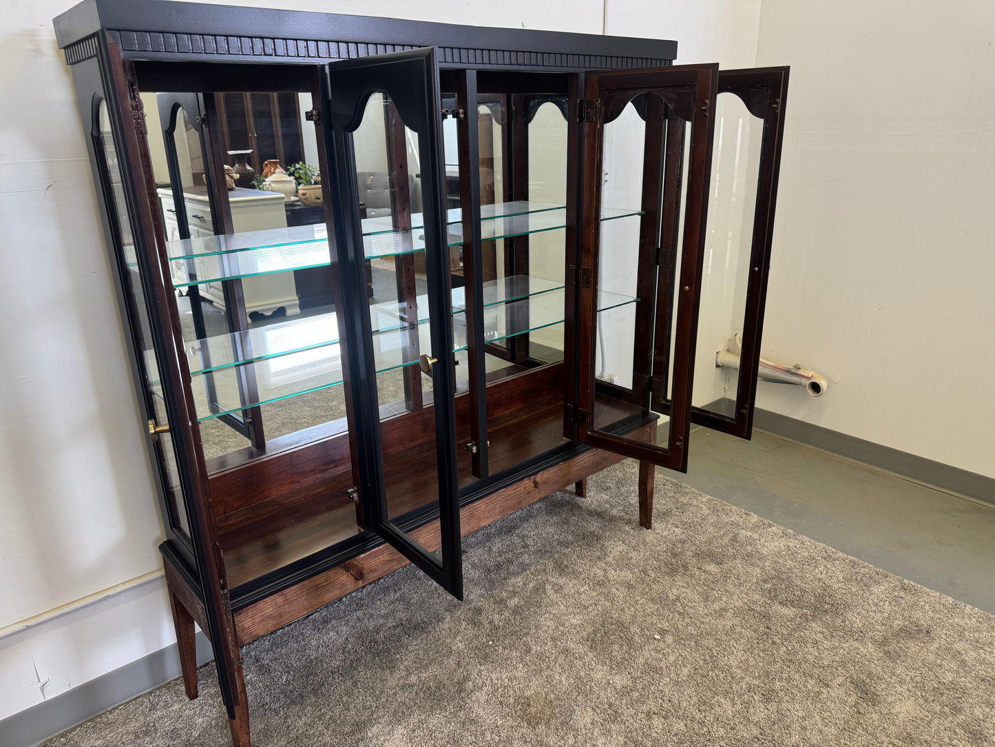 Black Hutch with Custom Wood Base