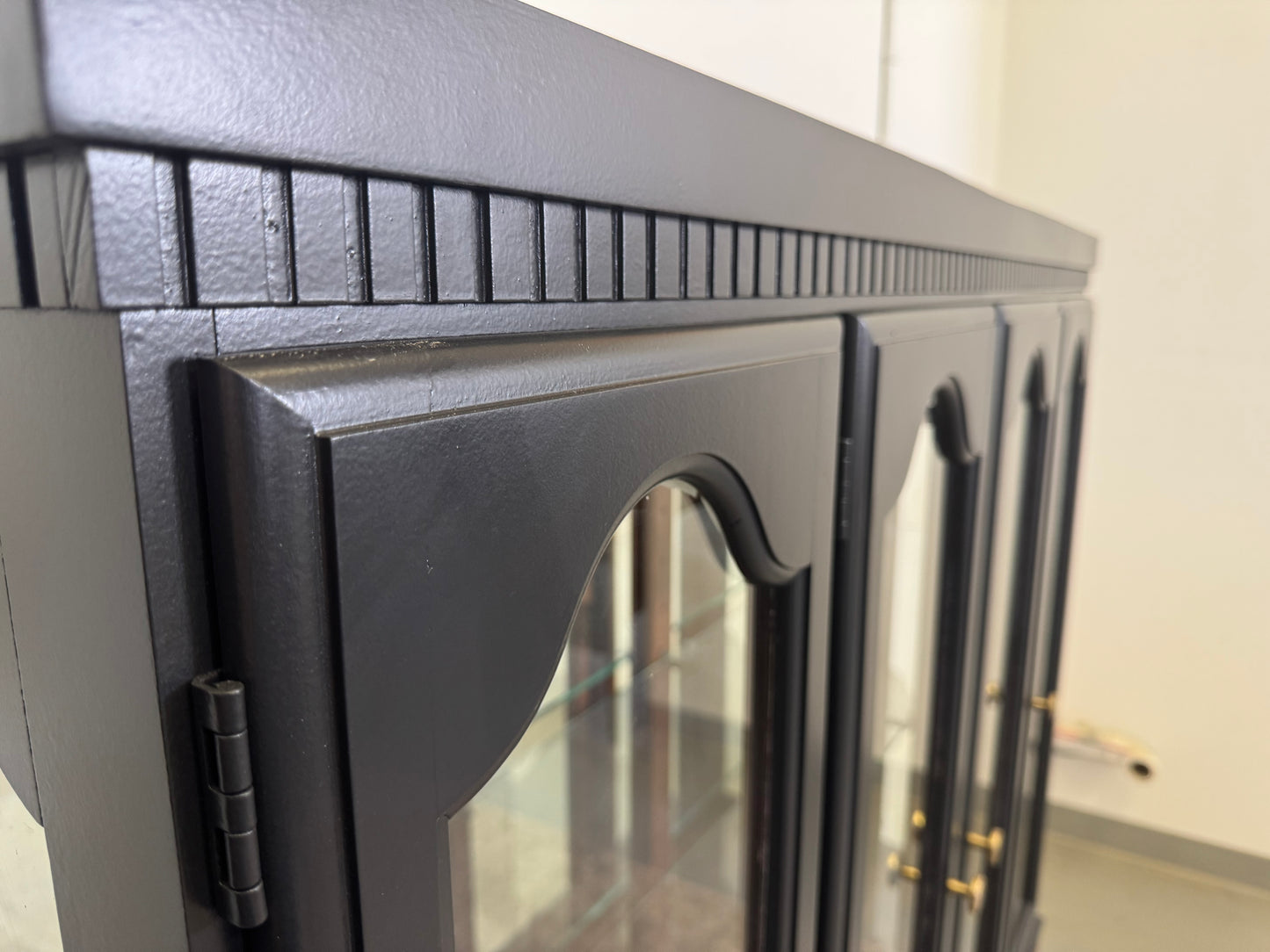 Black Hutch with Custom Wood Base