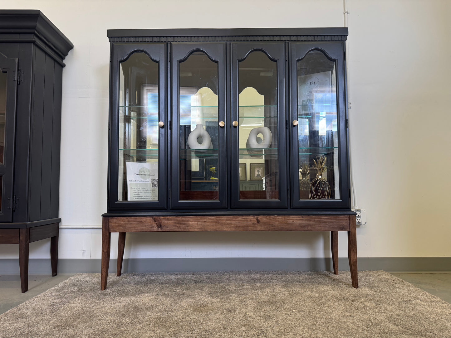 Black Hutch with Custom Wood Base