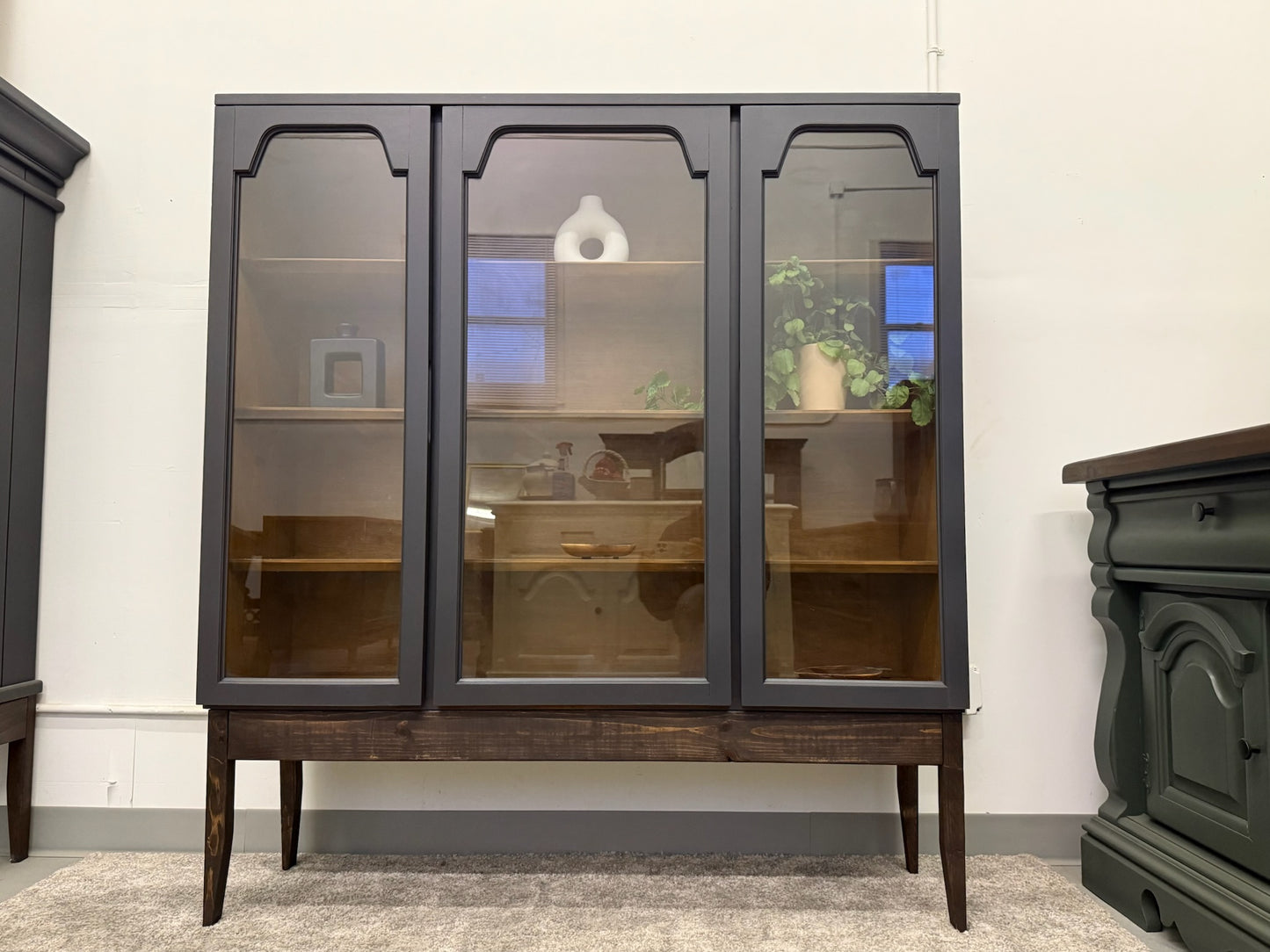 MCM Black Hutch with Wood Base
