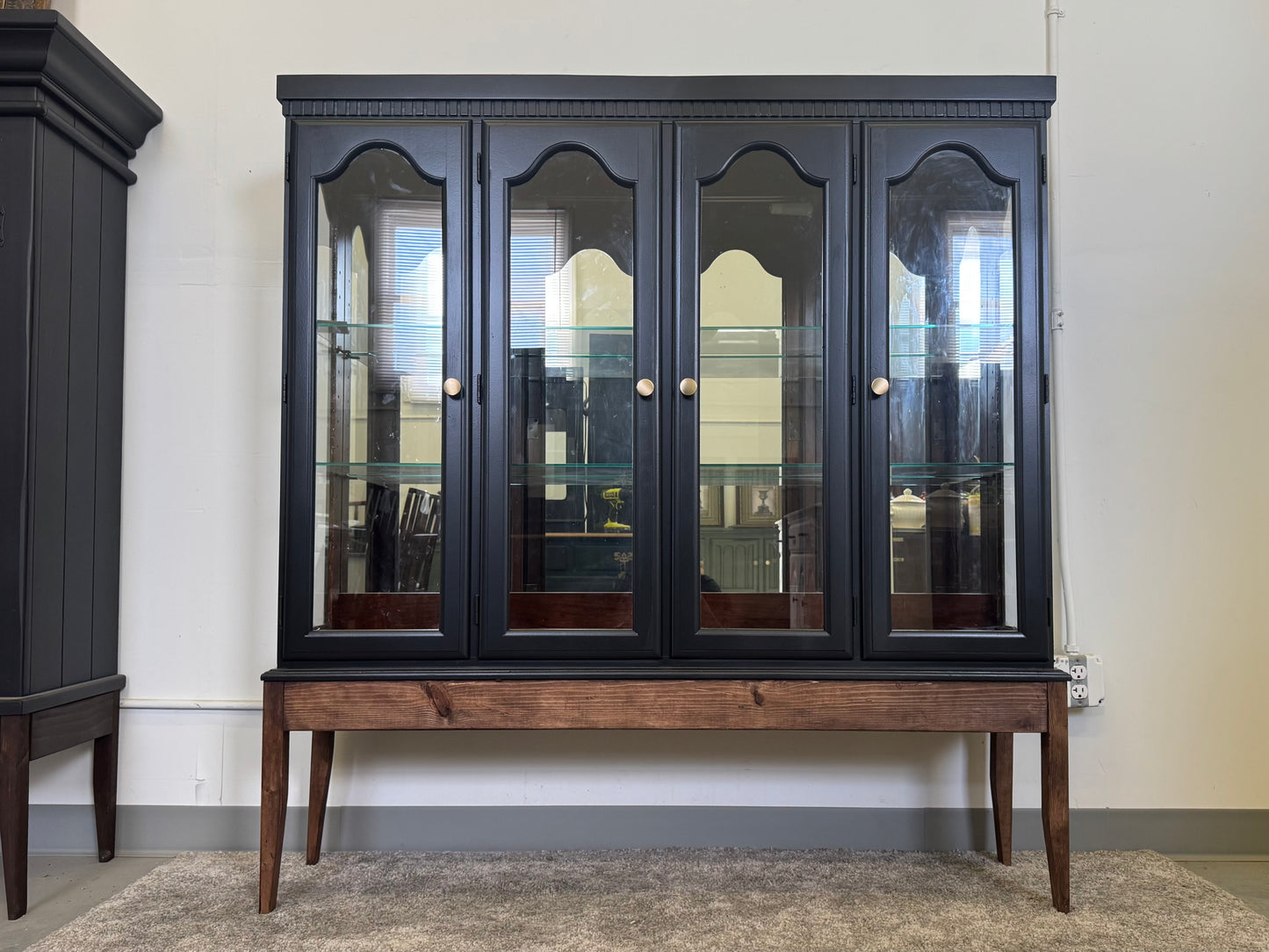 Black Hutch with Custom Wood Base