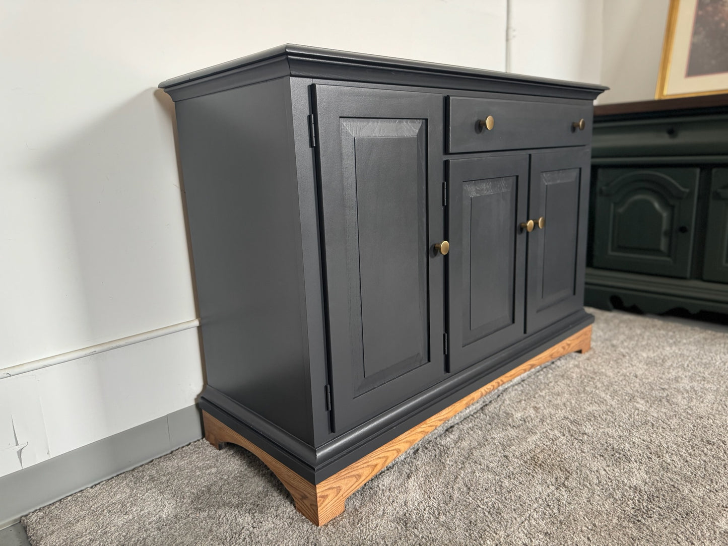 Black Sideboard with Walnut Top and Base