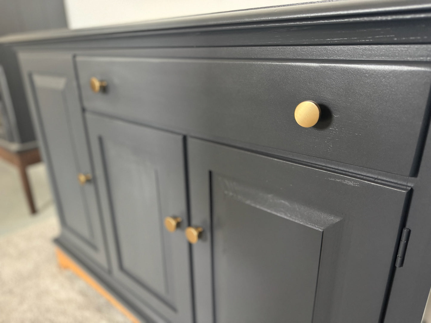 Black Sideboard with Walnut Top and Base