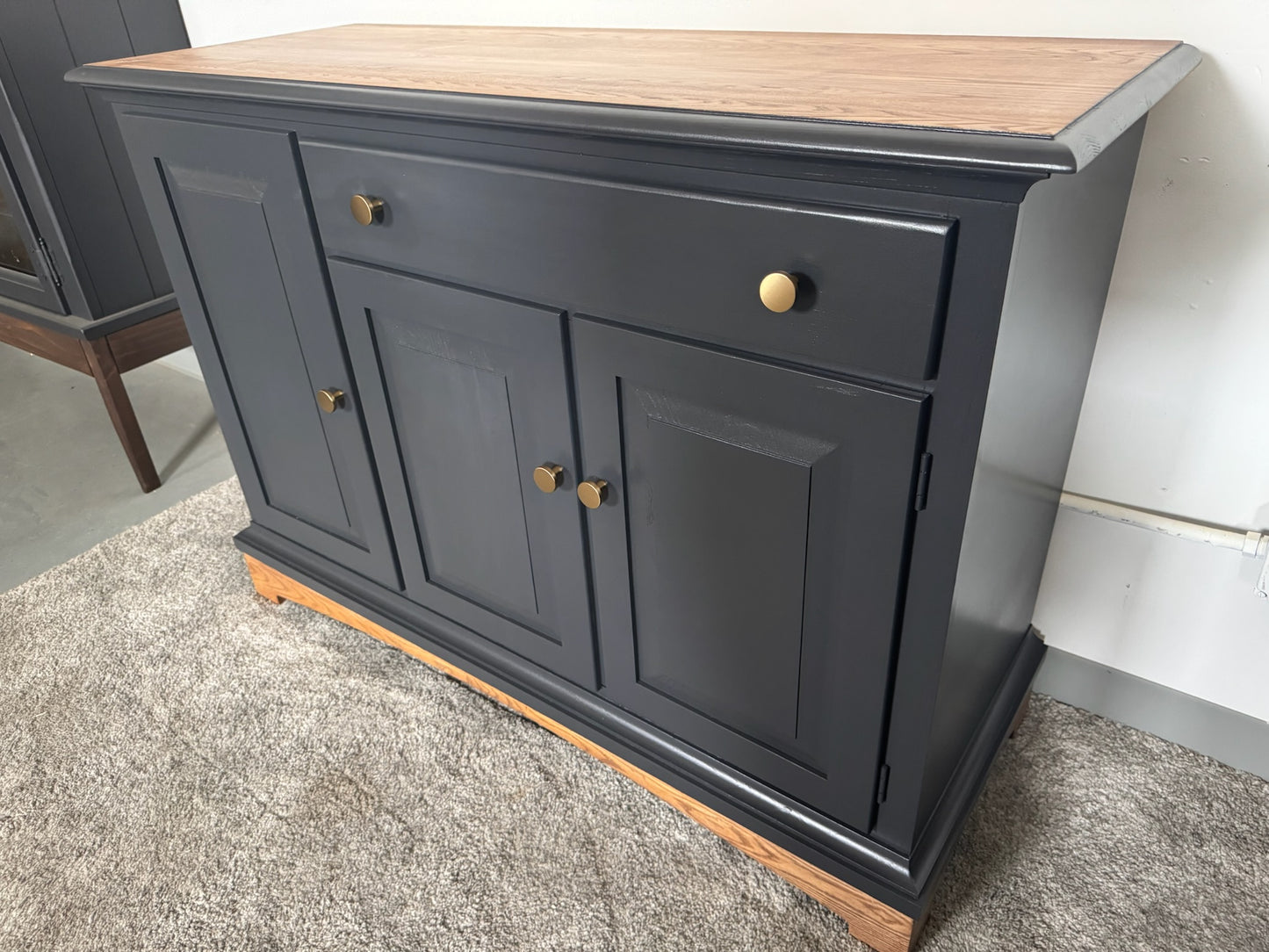 Black Sideboard with Walnut Top and Base