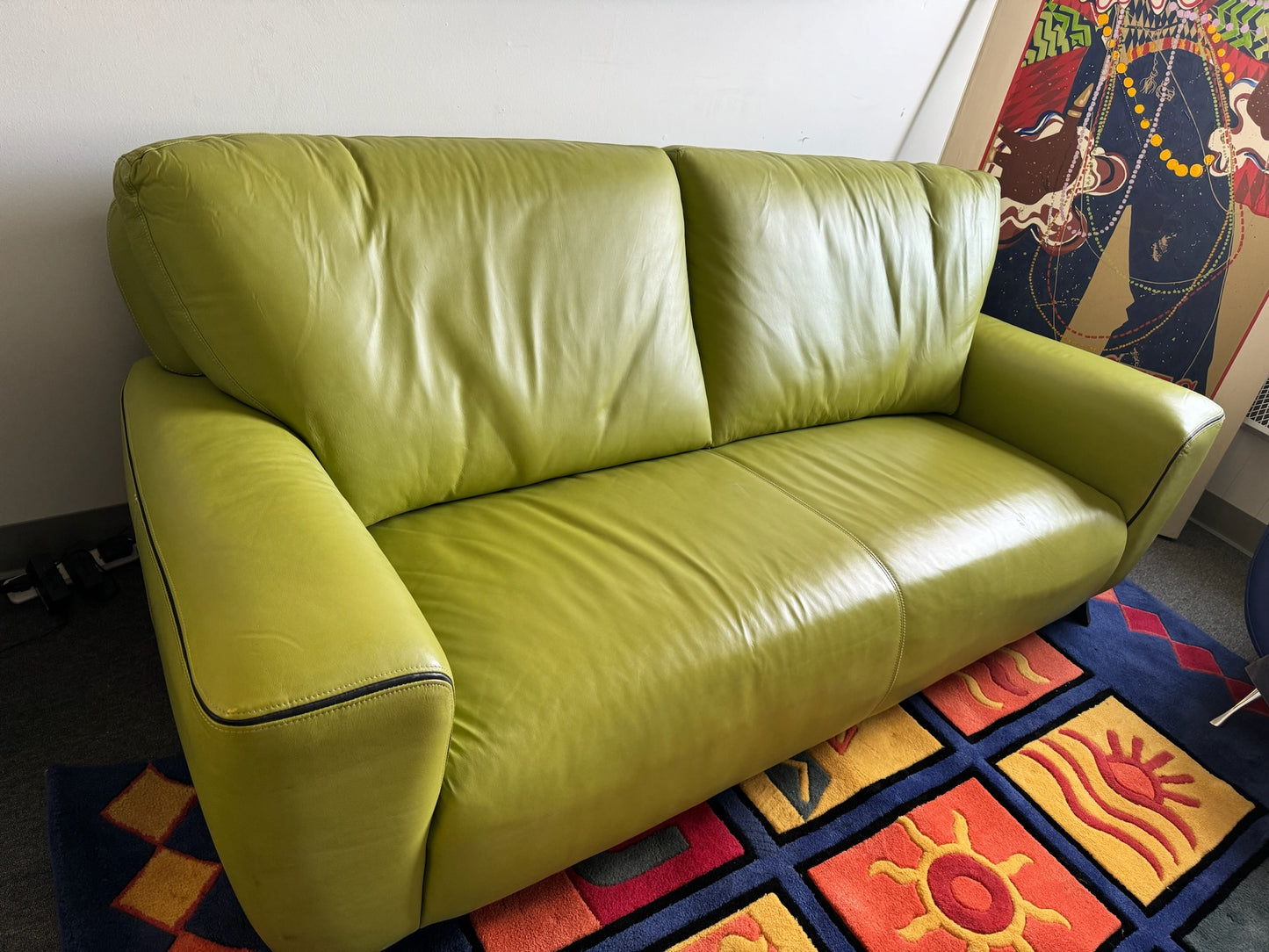 Beautiful Green Leather Couch