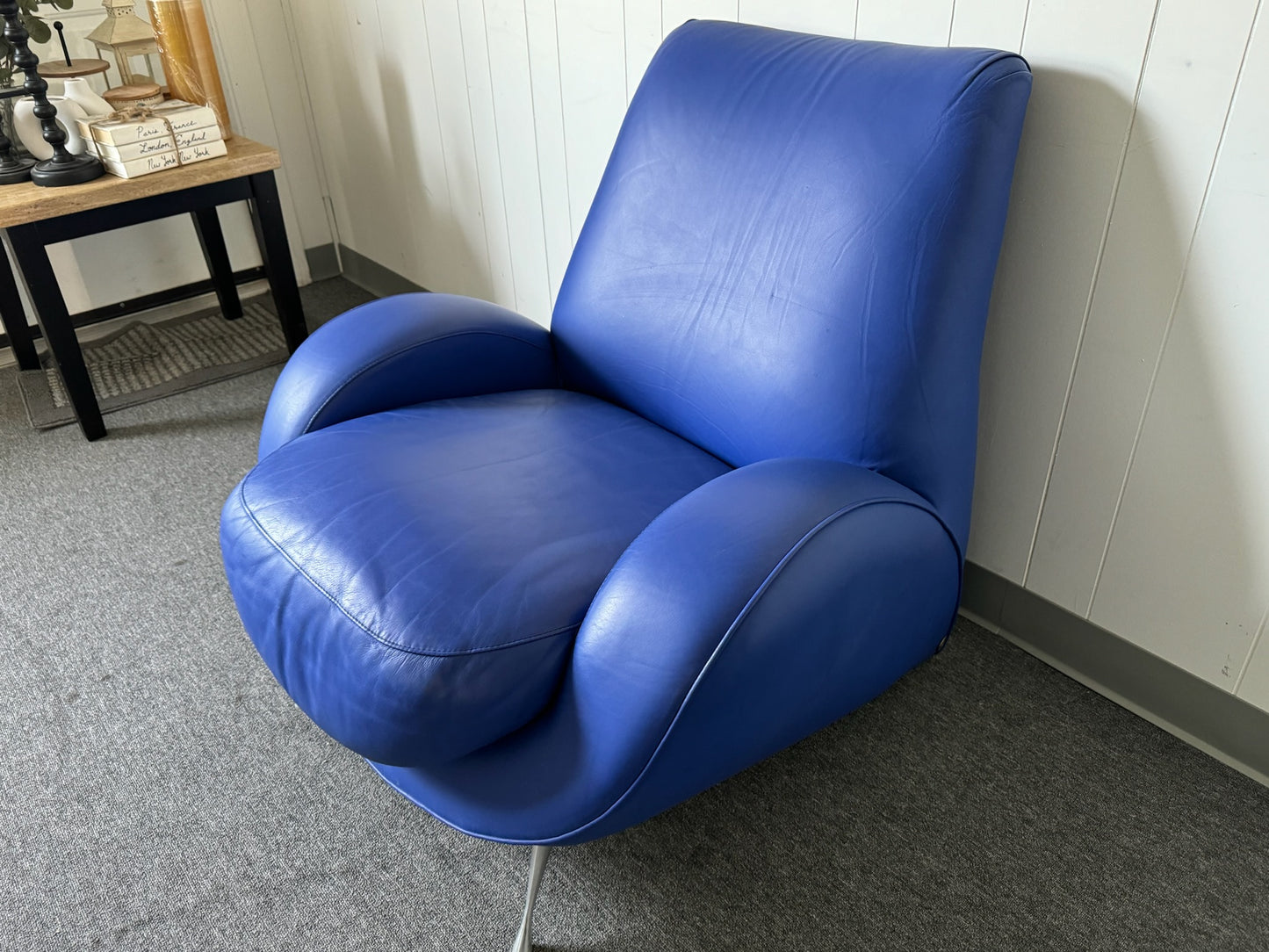 Rich Blue Leather Chair