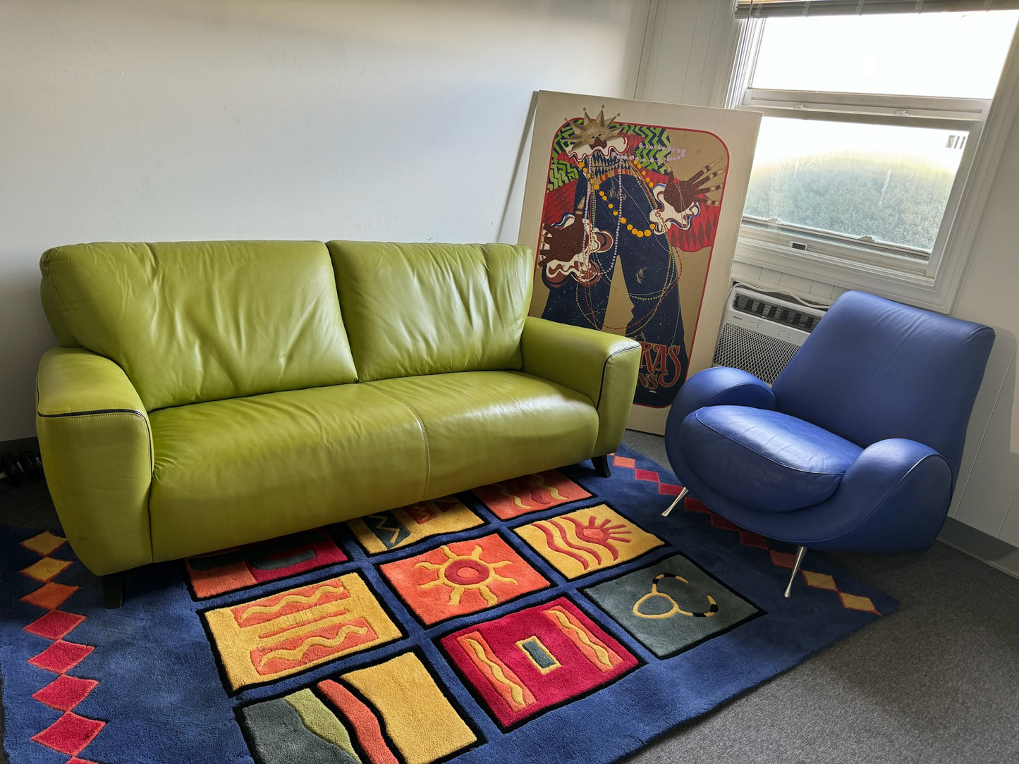 Beautiful Green Leather Couch