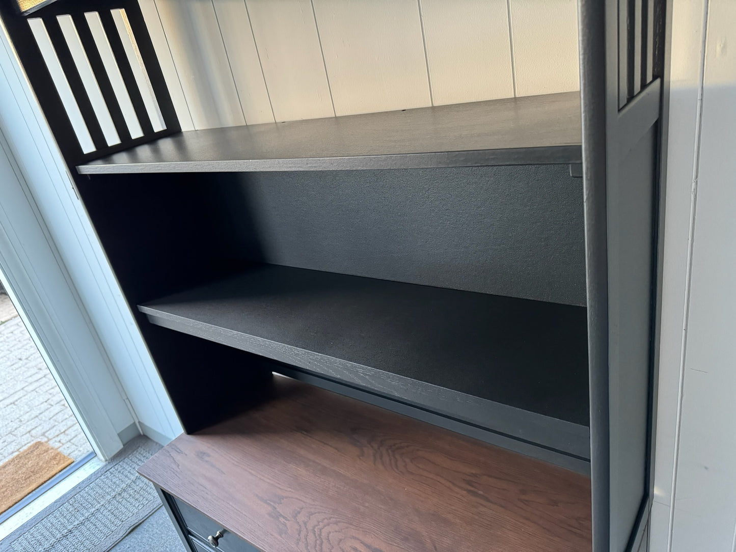 Black Stained Desk with Shelves