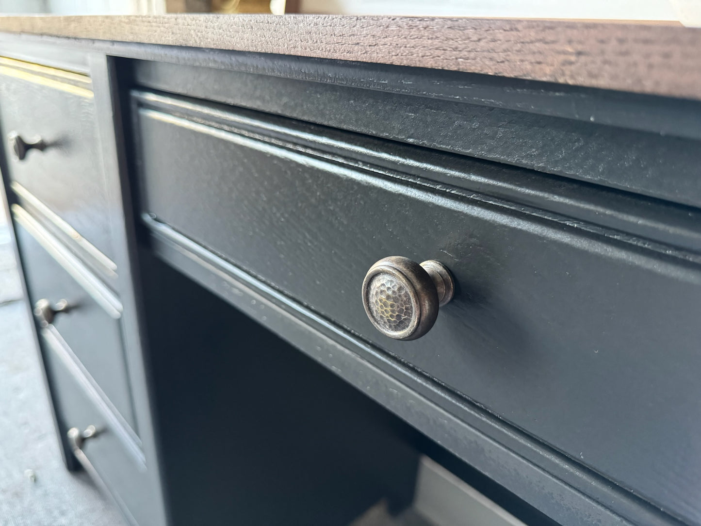 Black Stained Desk with Shelves
