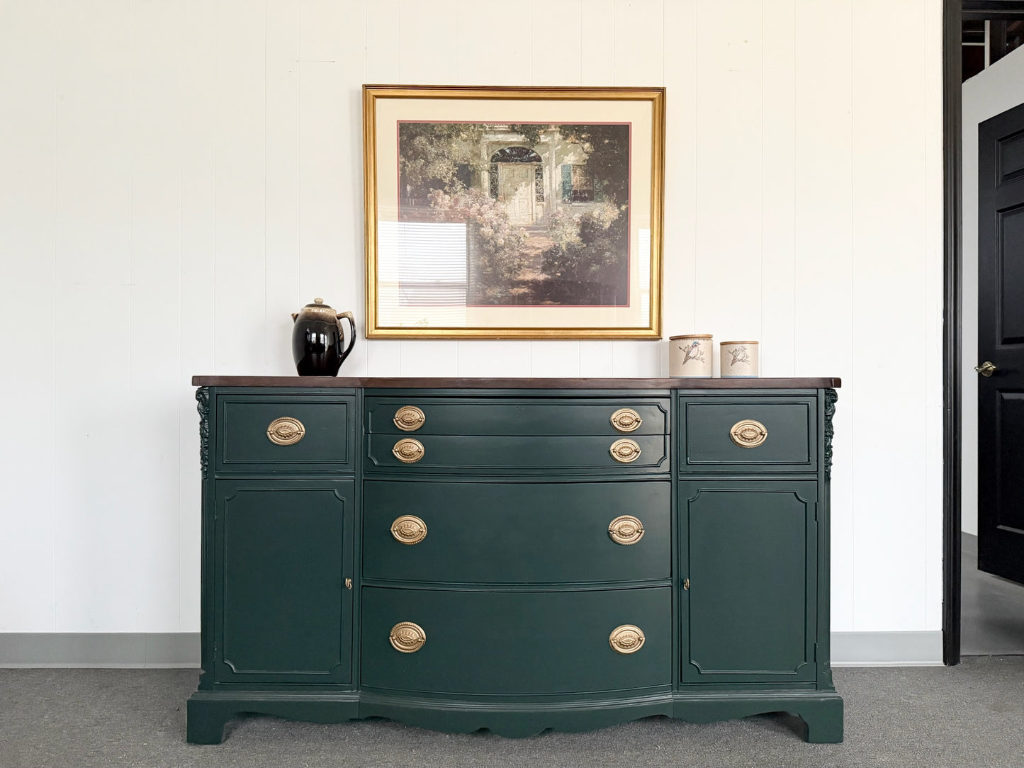 Deep Green Buffet with Walnut