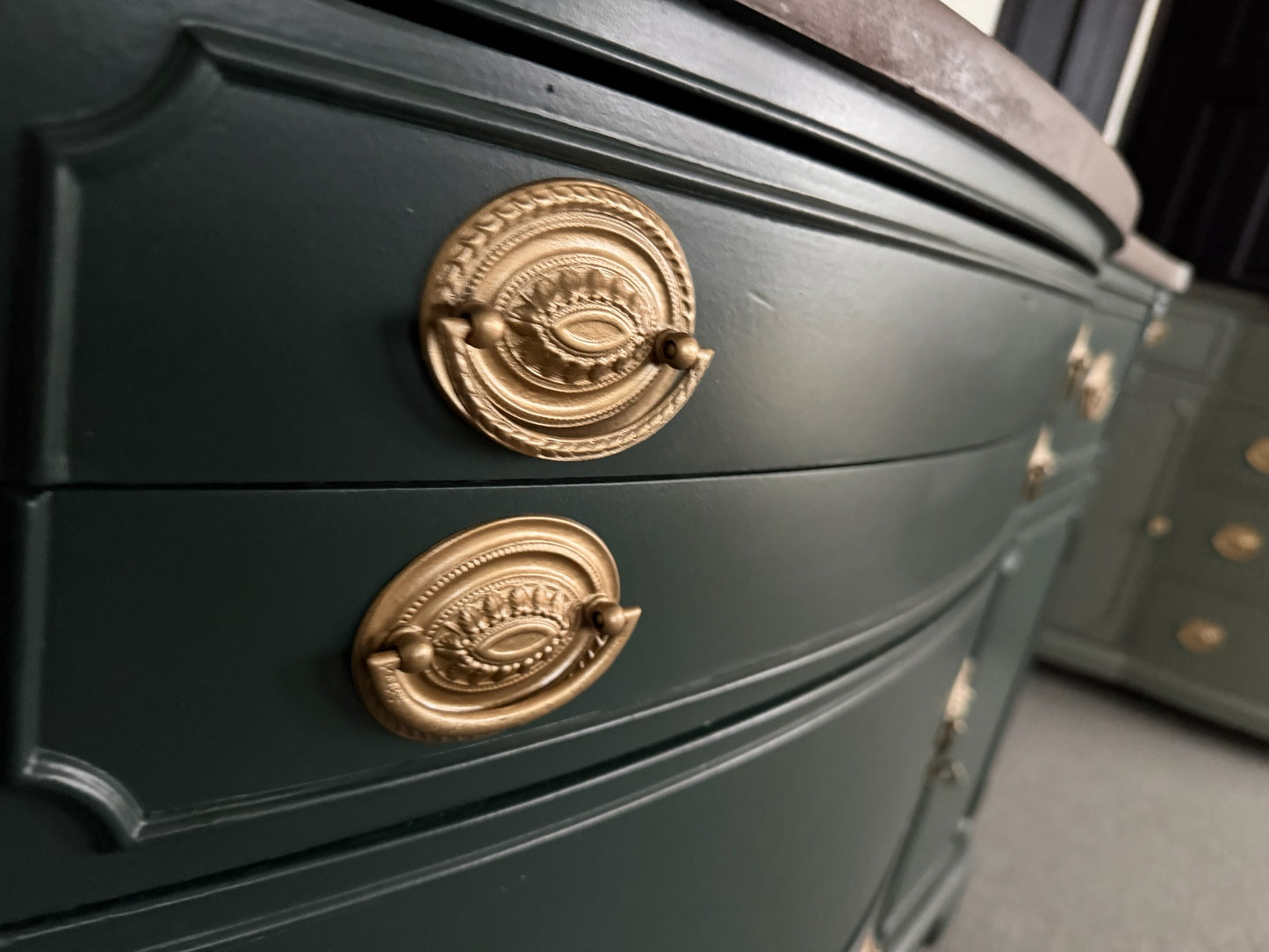 Deep Green Buffet with Walnut