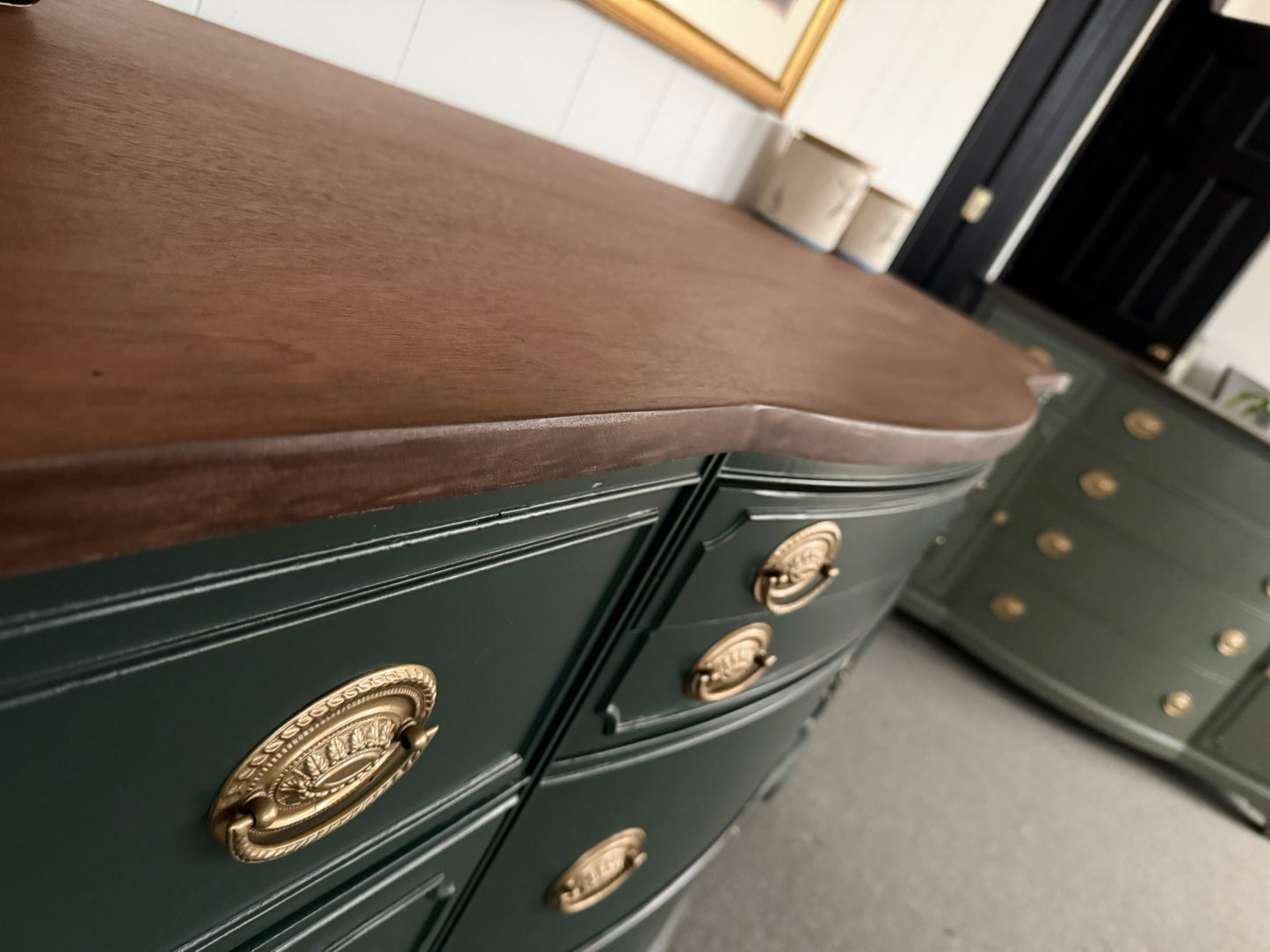 Deep Green Buffet with Walnut