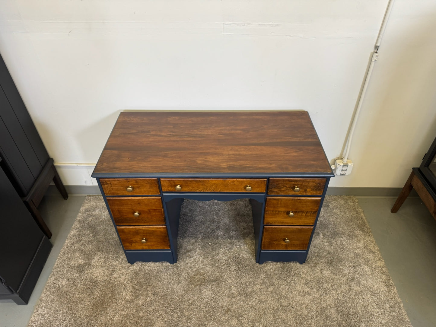 Navy Blue and Walnut Desk