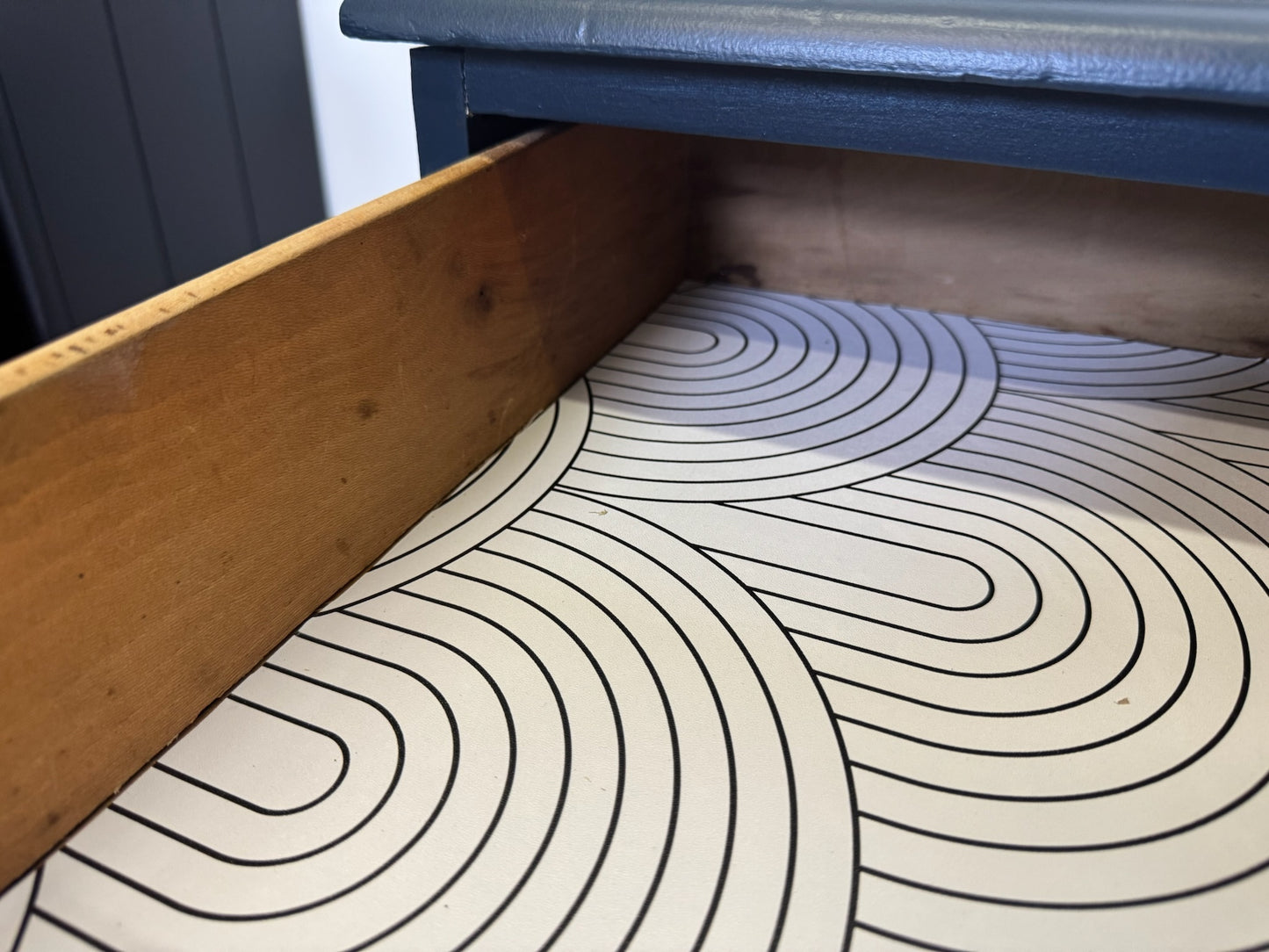 Navy Blue and Walnut Desk