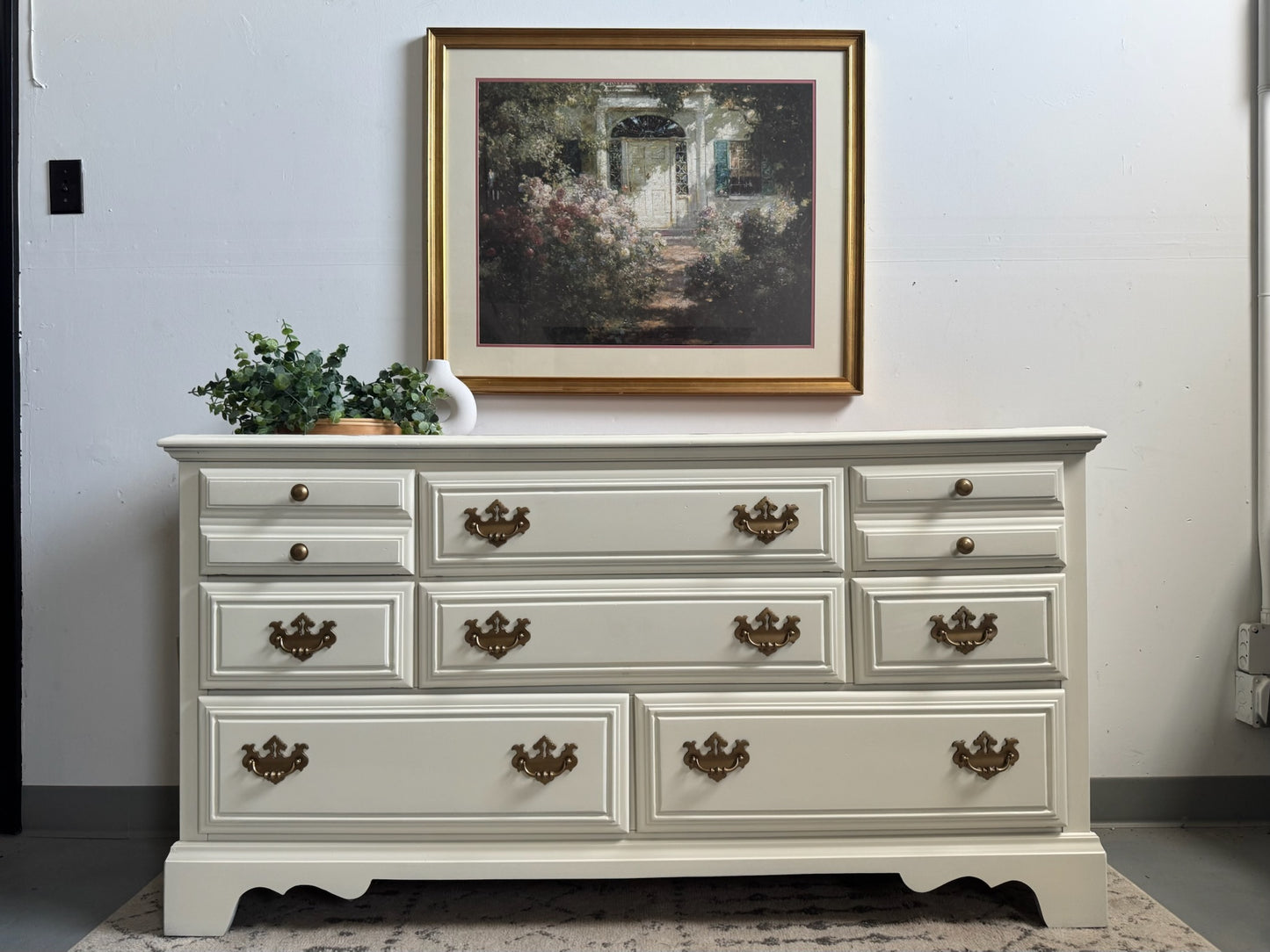 White Vintage Dresser with Wood Top