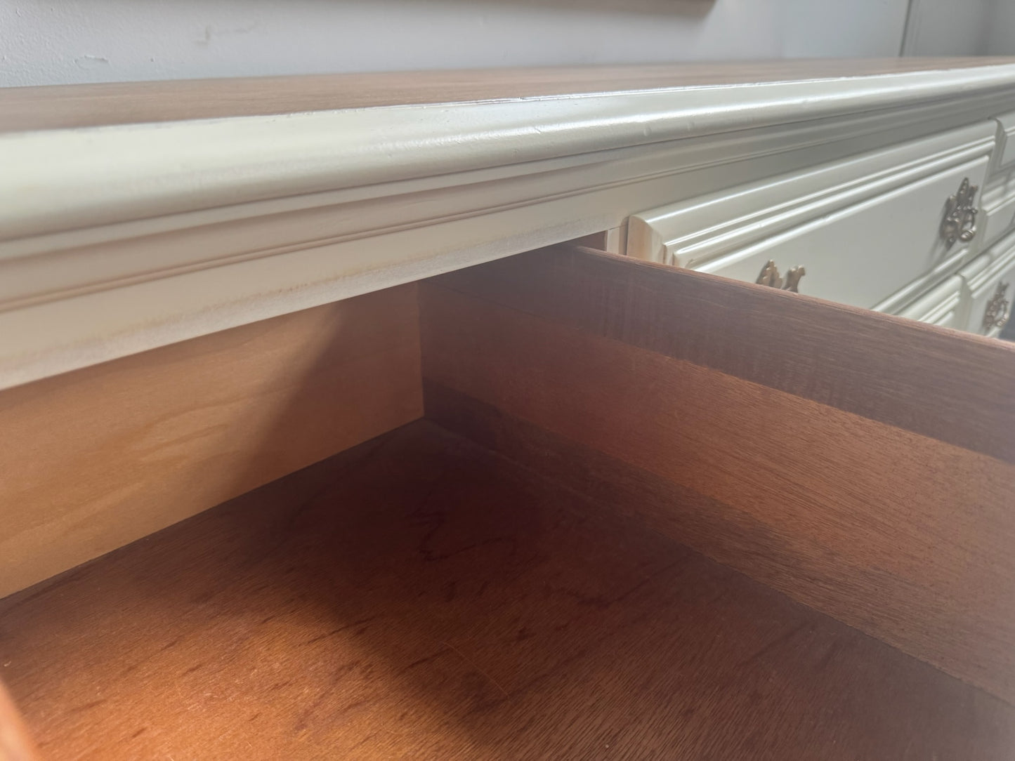 White Vintage Dresser with Wood Top