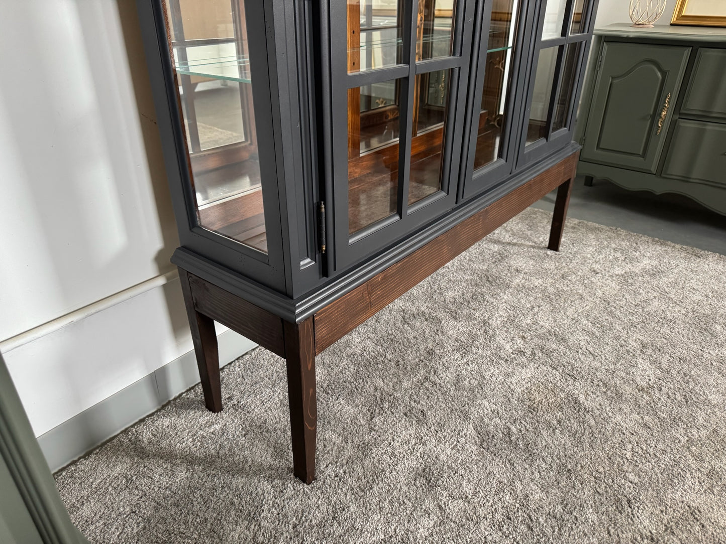 Black Hutch with Wooden Base