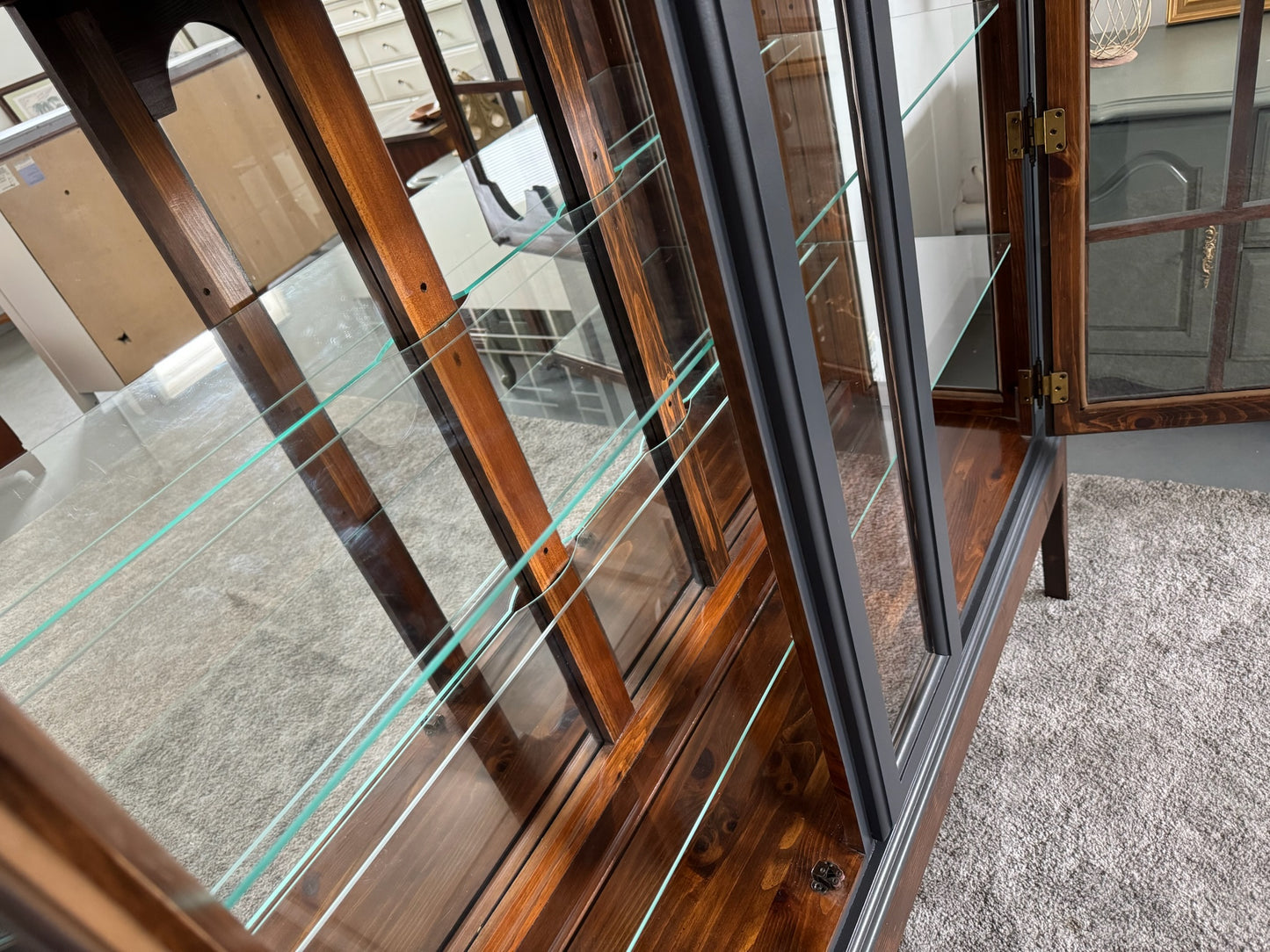 Black Hutch with Wooden Base