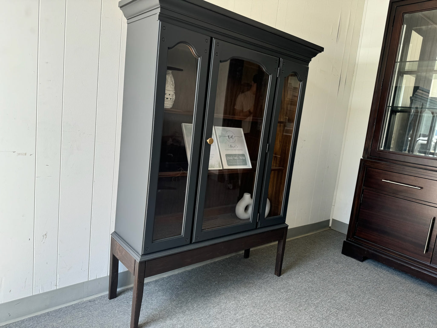 Black Hutch with Wood Base