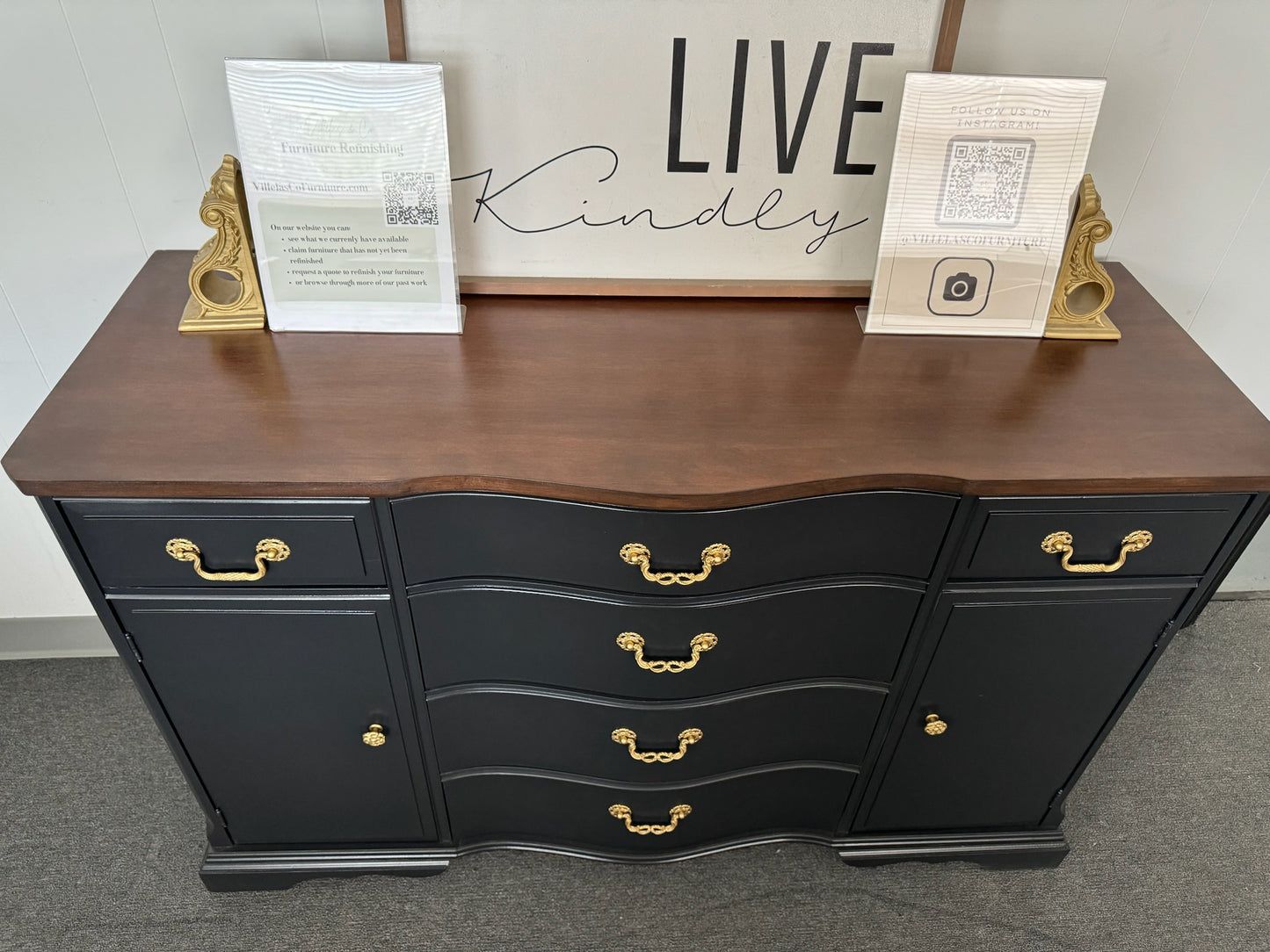 Stained Top Black Buffet