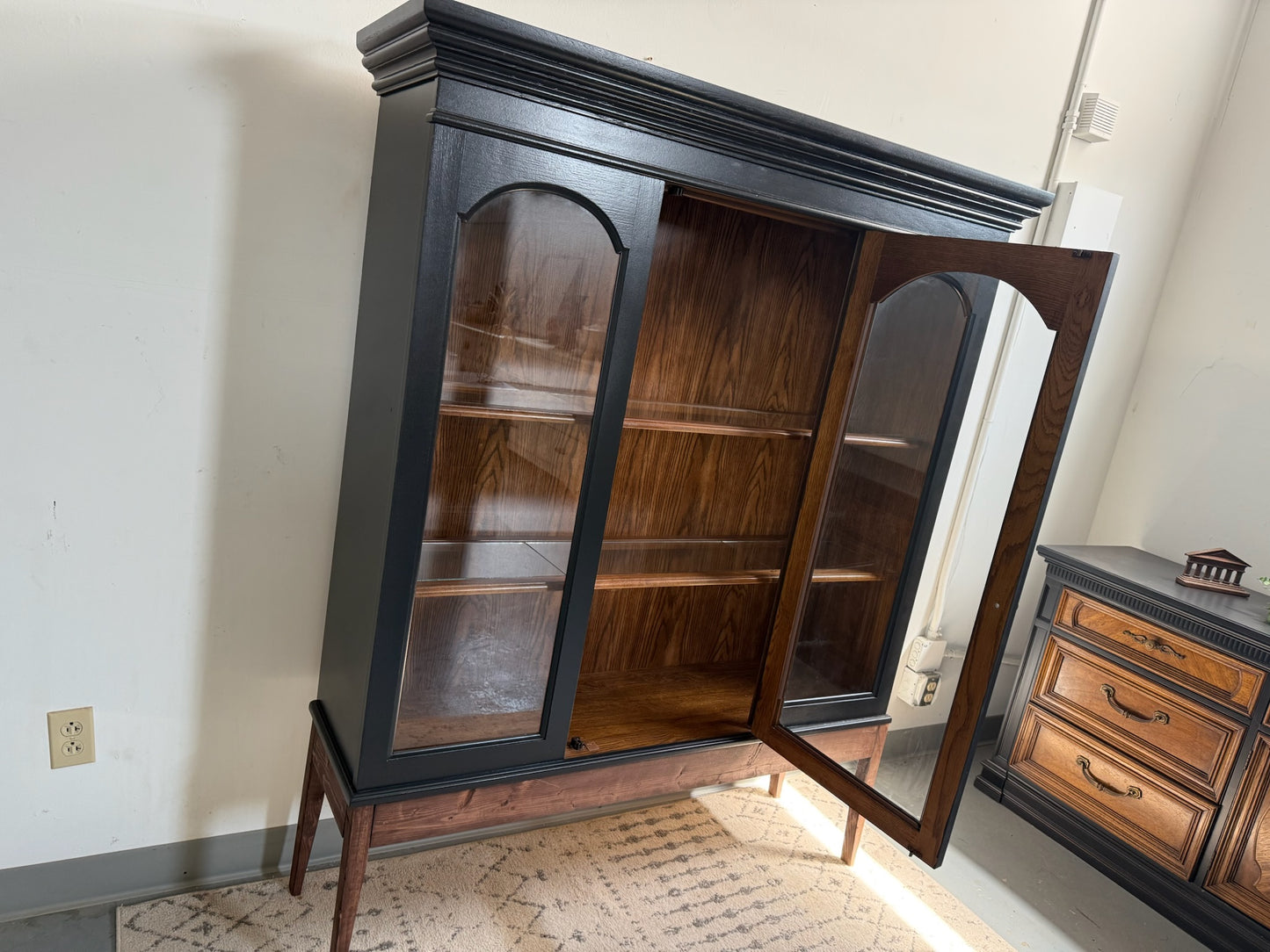 Black Glass Display Hutch