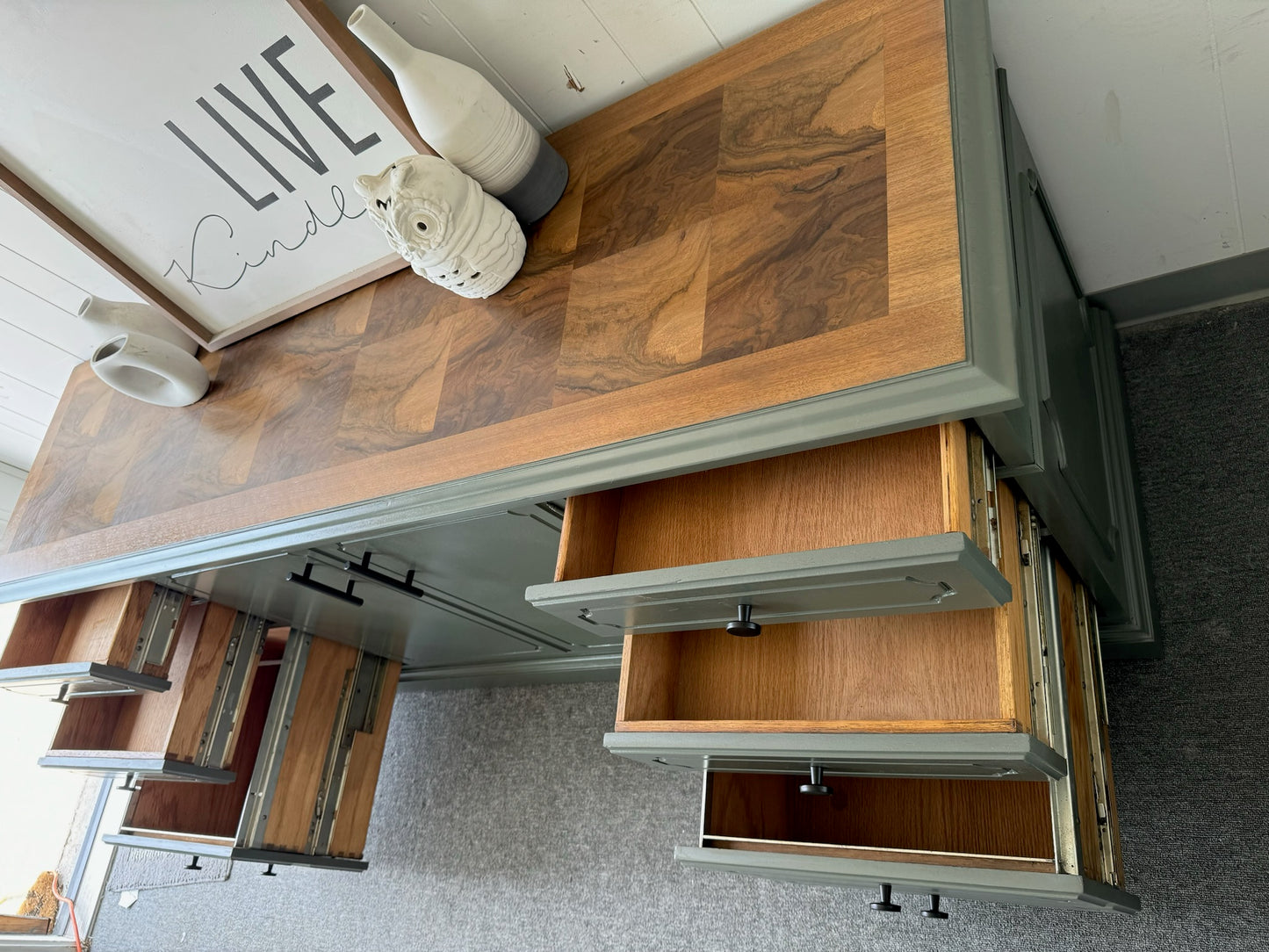 Large Sage Green Credenza/ Sideboard