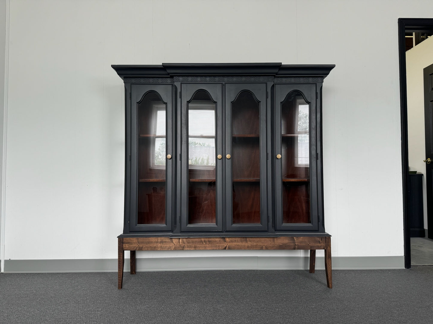 Black Hutch With Wood Base