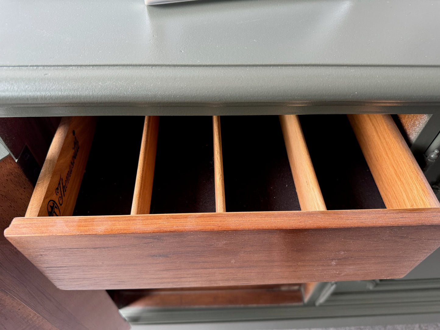 Sage Green Buffet with Wood Base