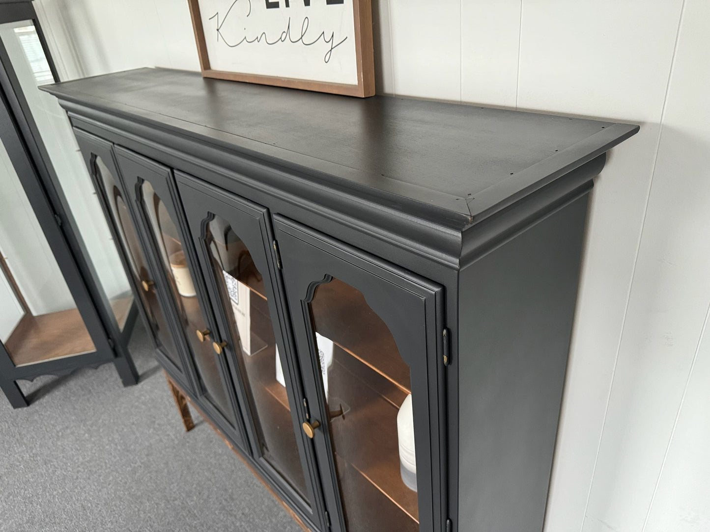 Black Hutch With Wood Base