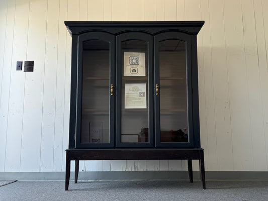 Modern Black Hutch With Wood Base