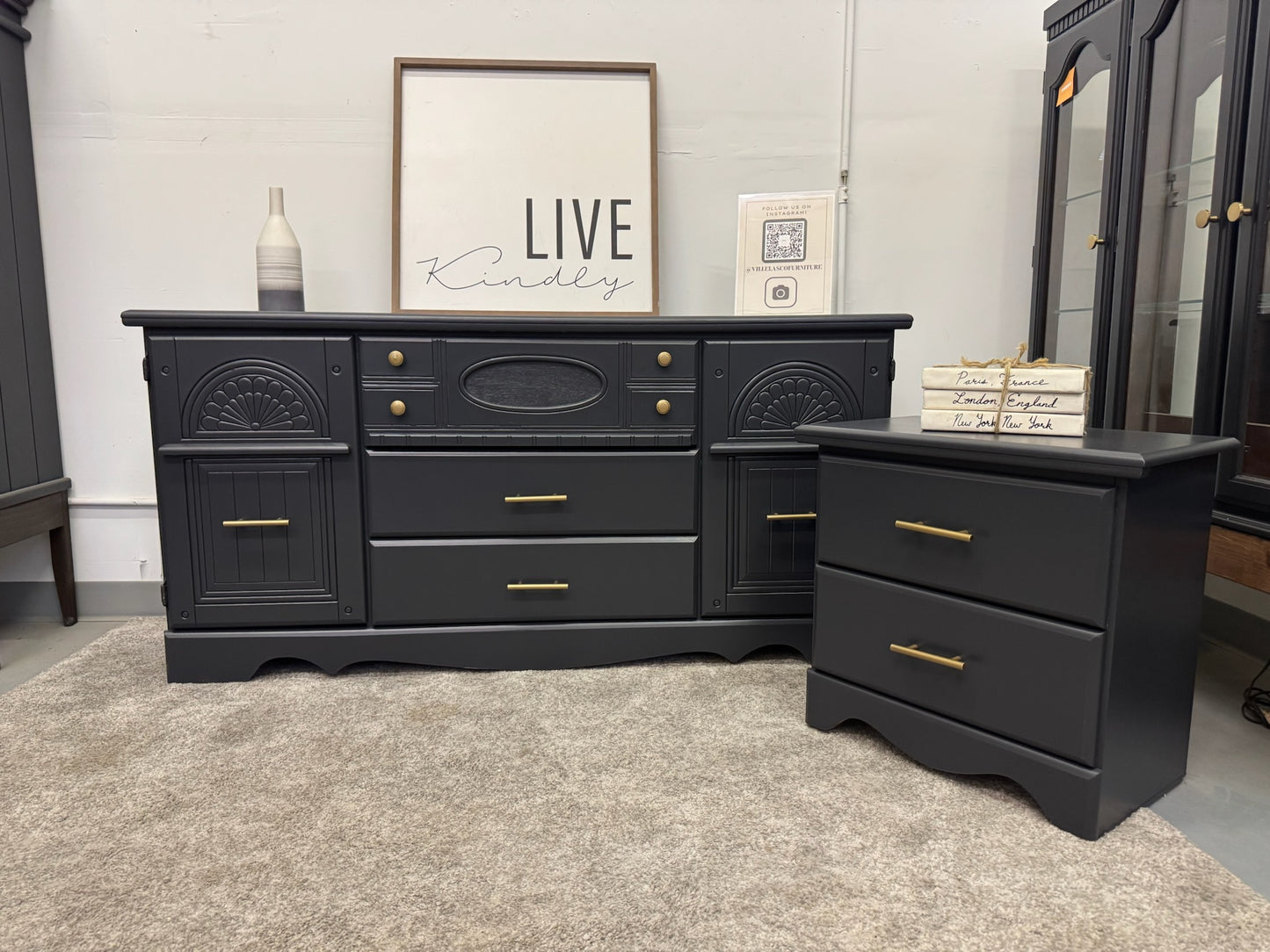 Black Dresser & Nightstand Set