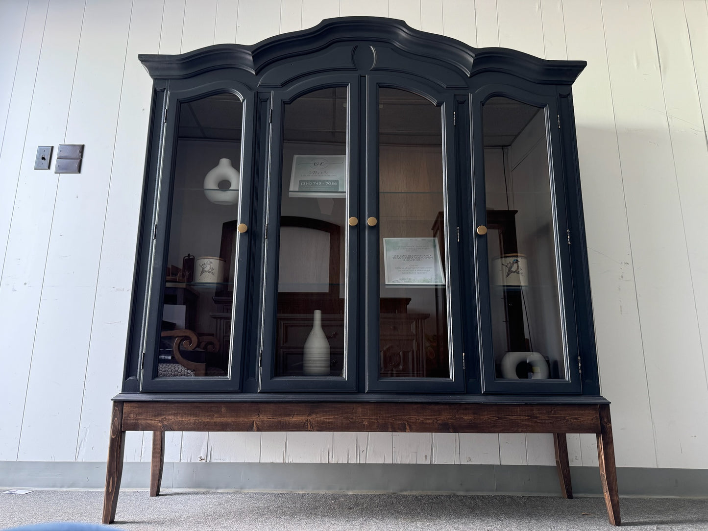 Black Hutch With Wood Base