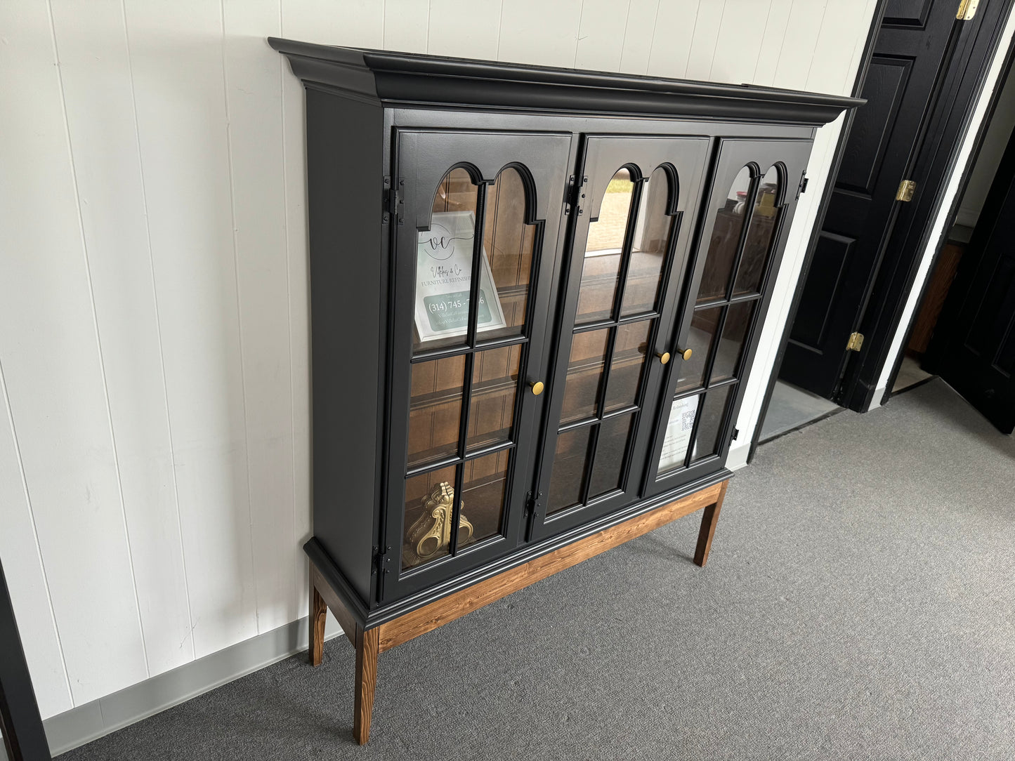 Black Hutch with Wood Base