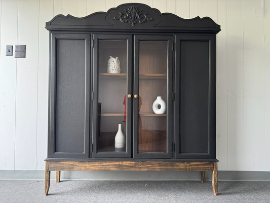 Black Hutch with Wood Base